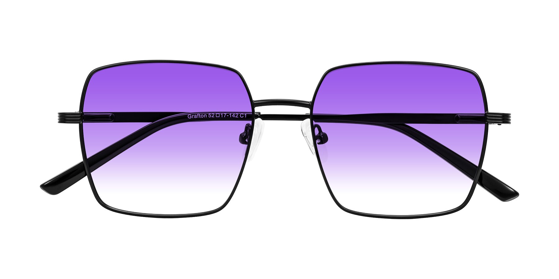 Folded Front of Grafton in Matte Black with Purple Gradient Lenses