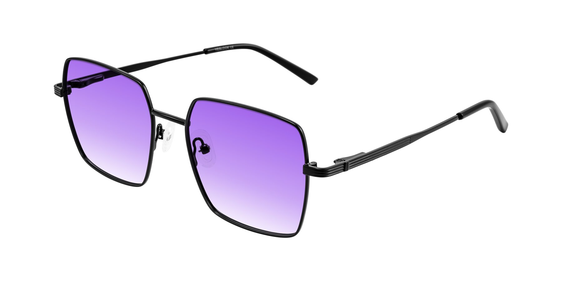 Angle of Grafton in Matte Black with Purple Gradient Lenses