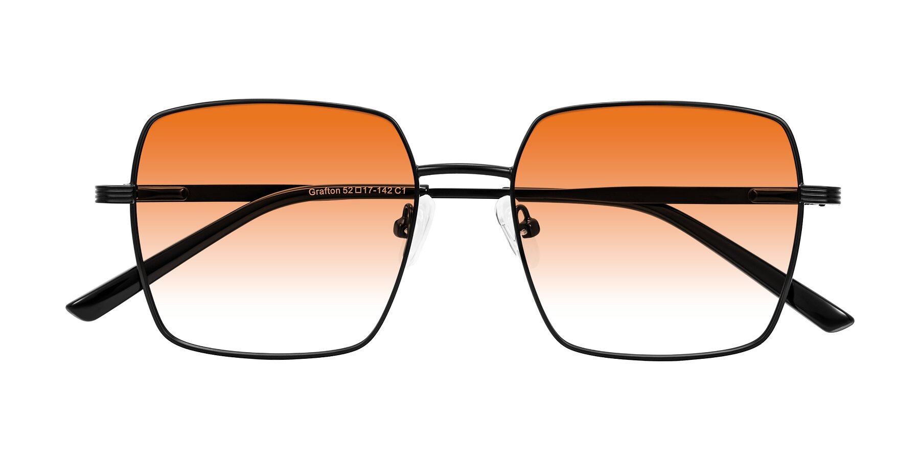 Folded Front of Grafton in Matte Black with Orange Gradient Lenses