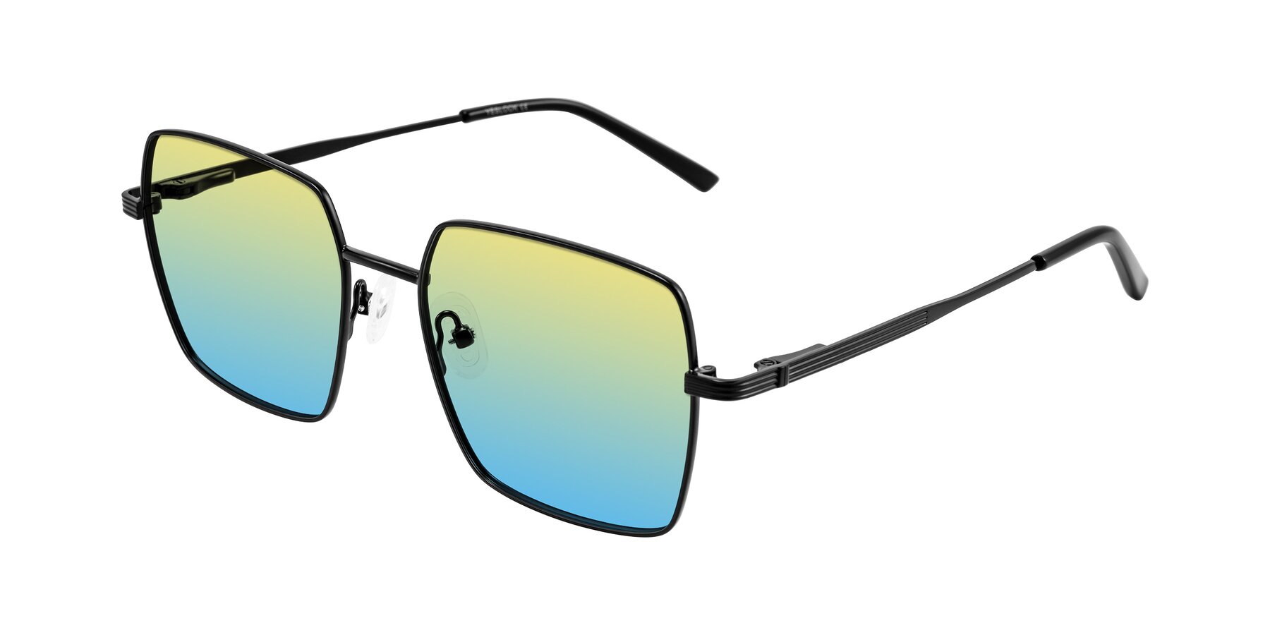 Angle of Grafton in Matte Black with Yellow / Blue Gradient Lenses
