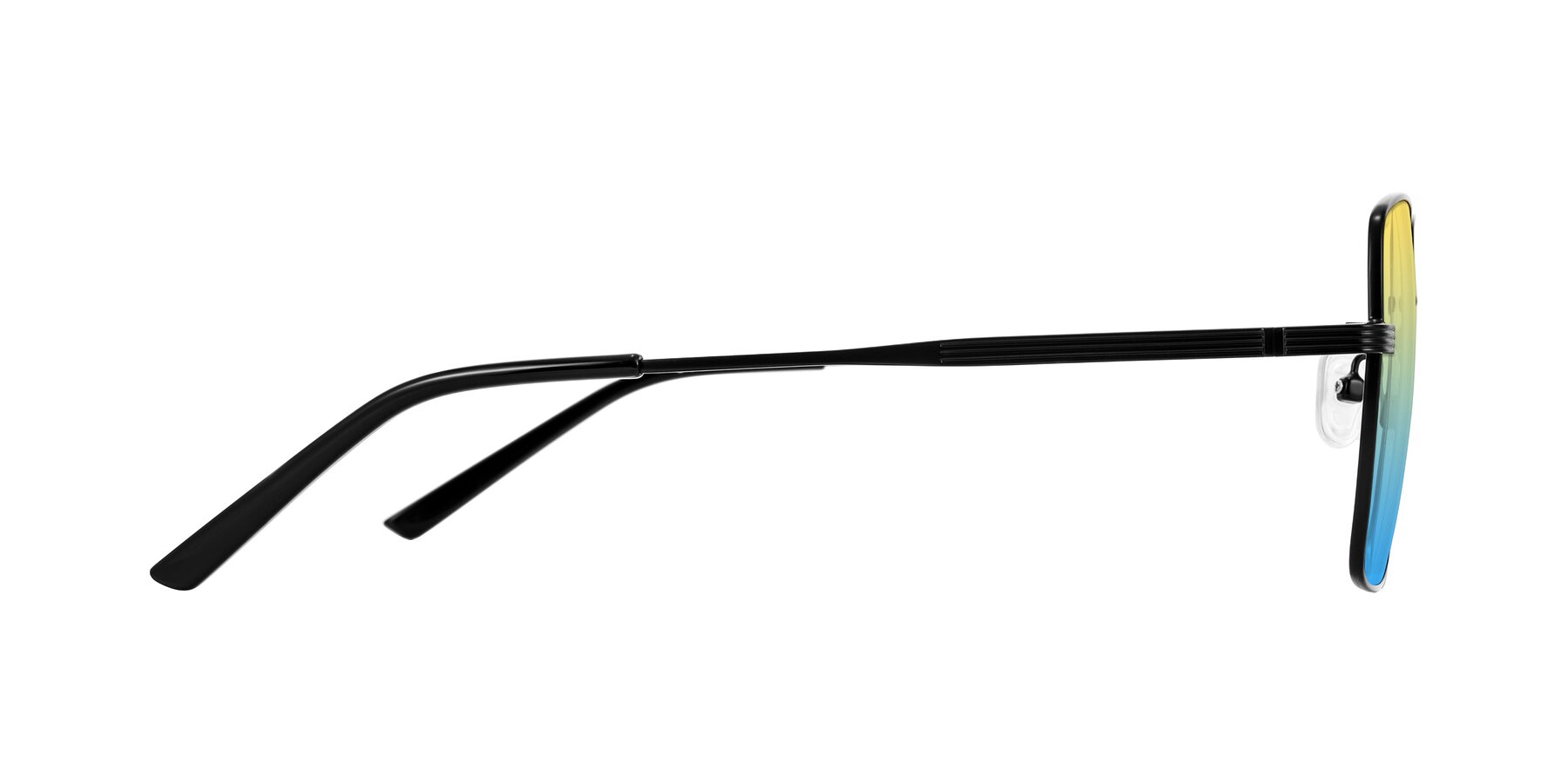 Side of Grafton in Matte Black with Yellow / Blue Gradient Lenses