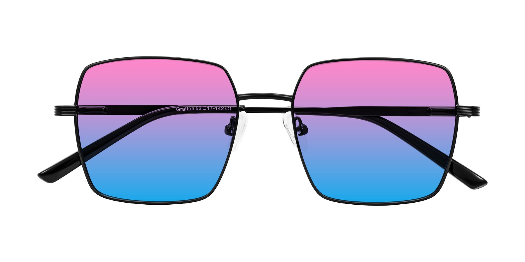 Folded Front of Grafton in Matte Black with Pink / Blue Gradient Lenses