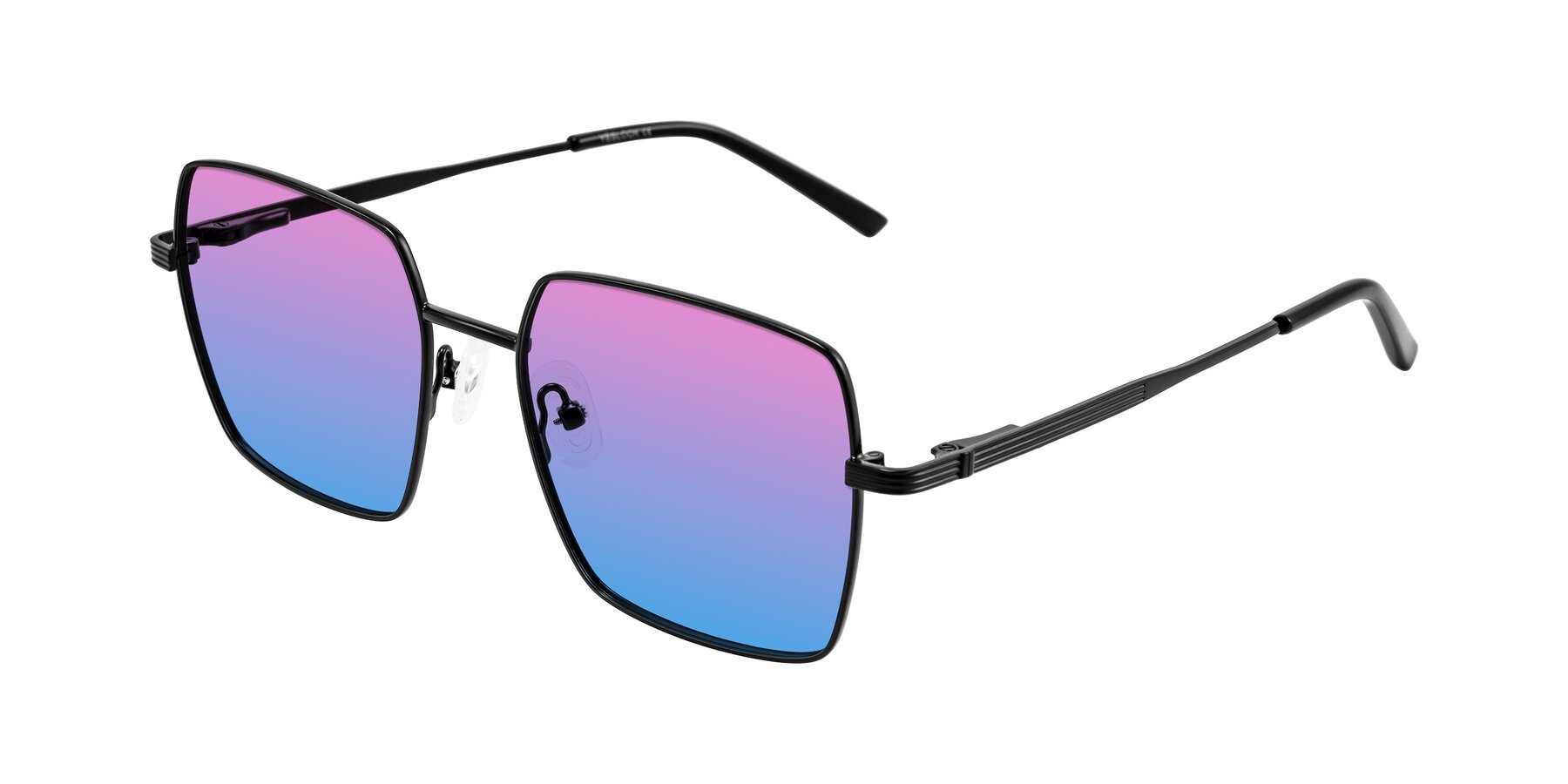 Angle of Grafton in Matte Black with Pink / Blue Gradient Lenses