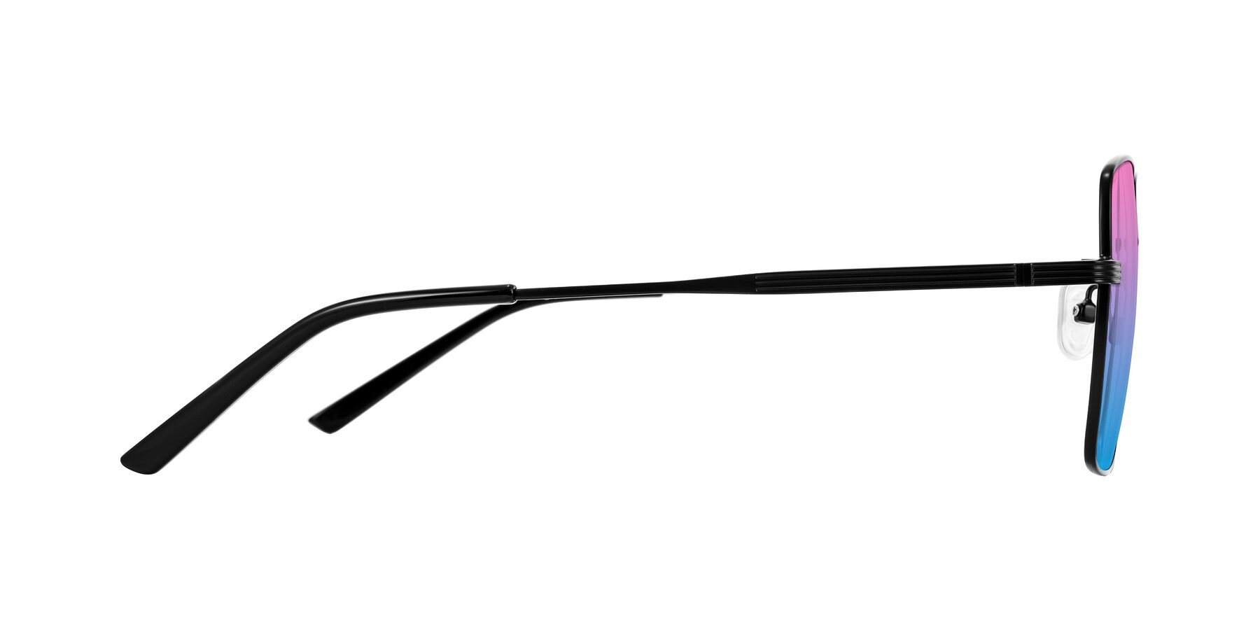 Side of Grafton in Matte Black with Pink / Blue Gradient Lenses