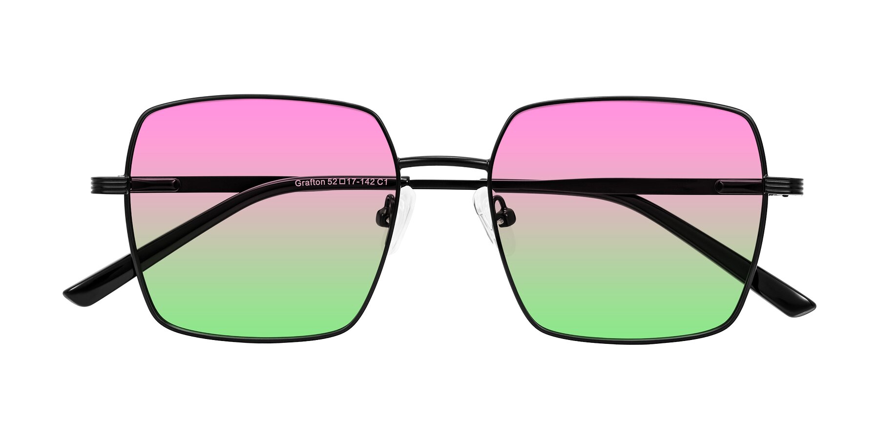 Folded Front of Grafton in Matte Black with Pink / Green Gradient Lenses