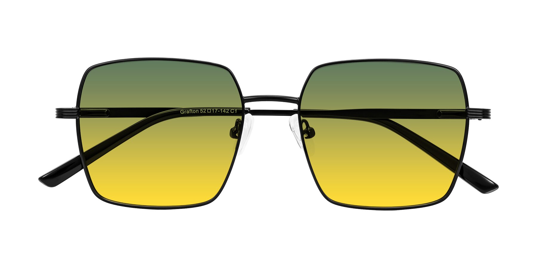 Folded Front of Grafton in Matte Black with Green / Yellow Gradient Lenses