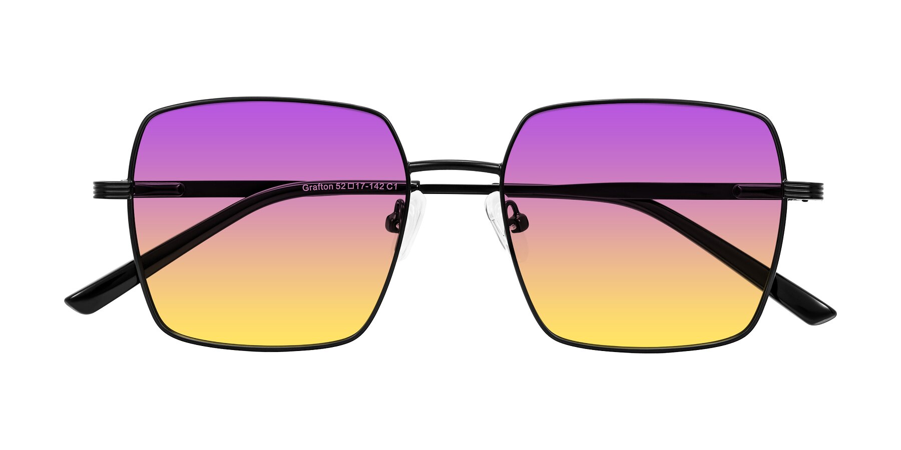 Folded Front of Grafton in Matte Black with Purple / Yellow Gradient Lenses