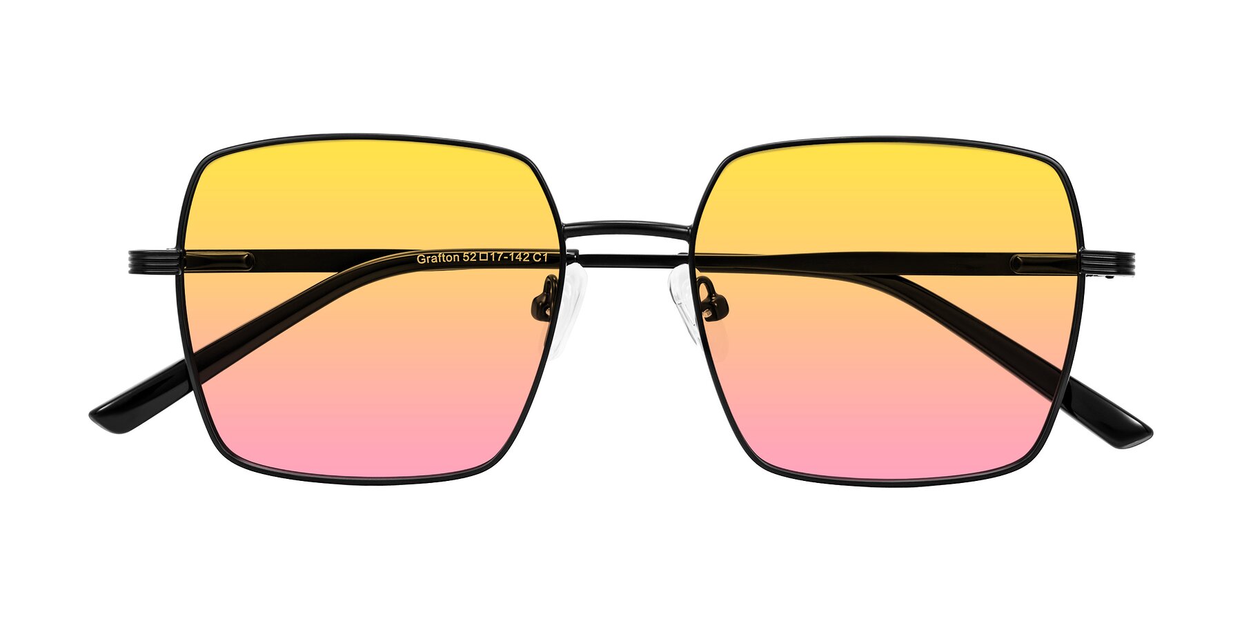 Folded Front of Grafton in Matte Black with Yellow / Pink Gradient Lenses