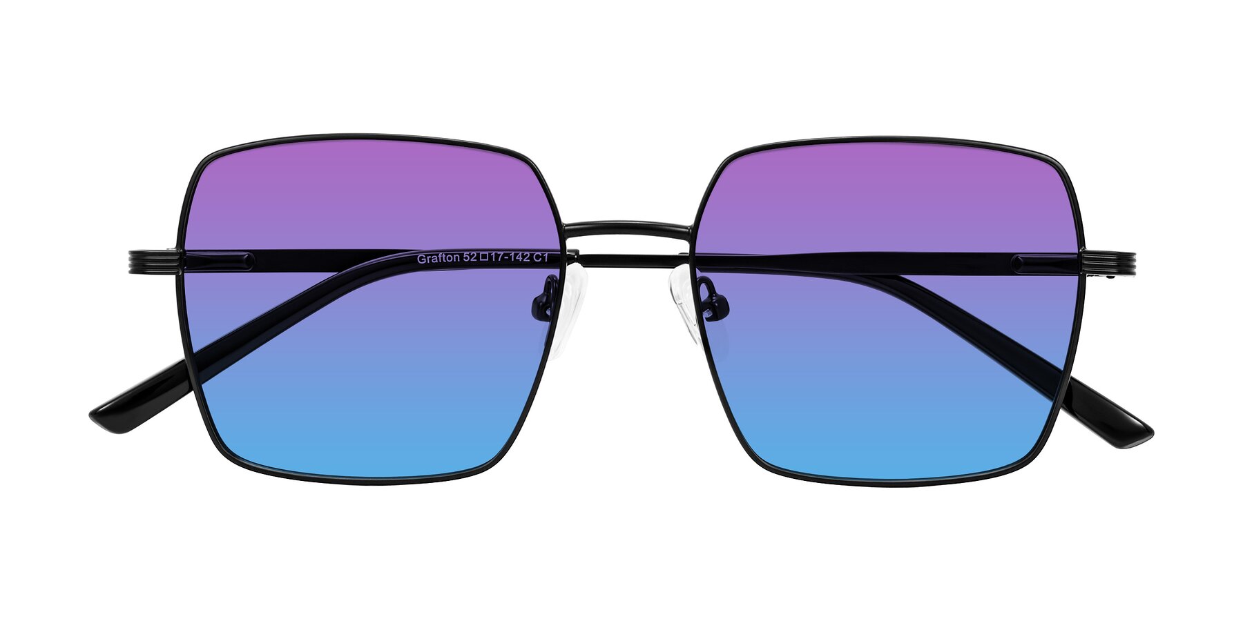 Folded Front of Grafton in Matte Black with Purple / Blue Gradient Lenses