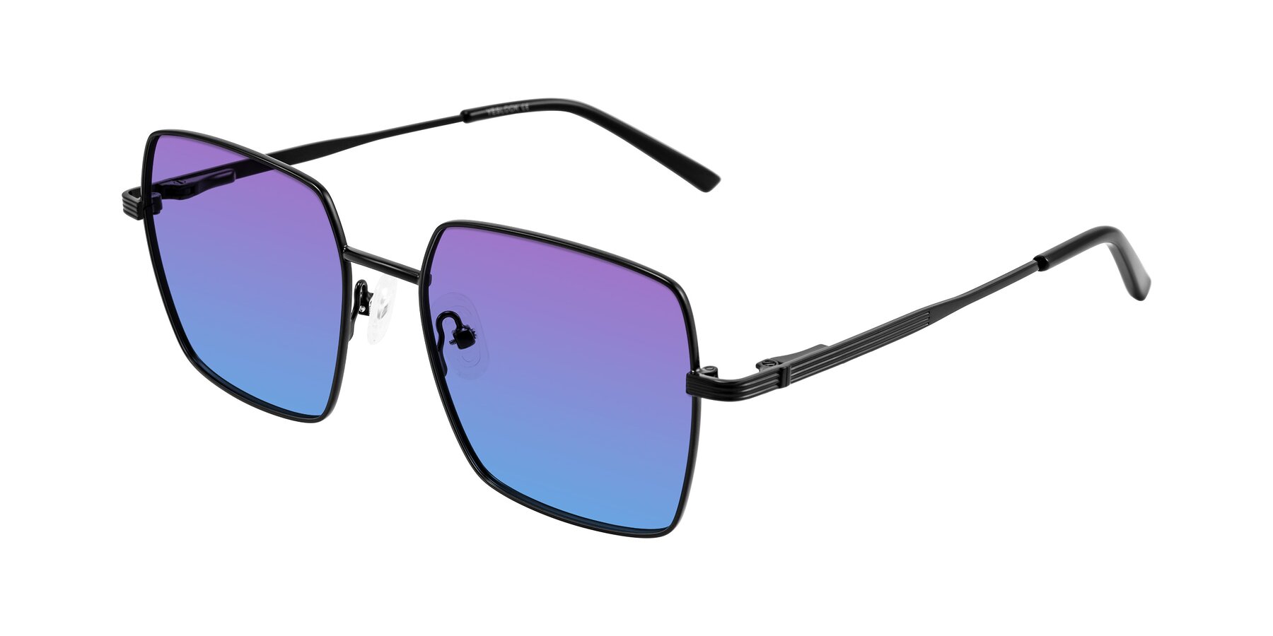 Angle of Grafton in Matte Black with Purple / Blue Gradient Lenses
