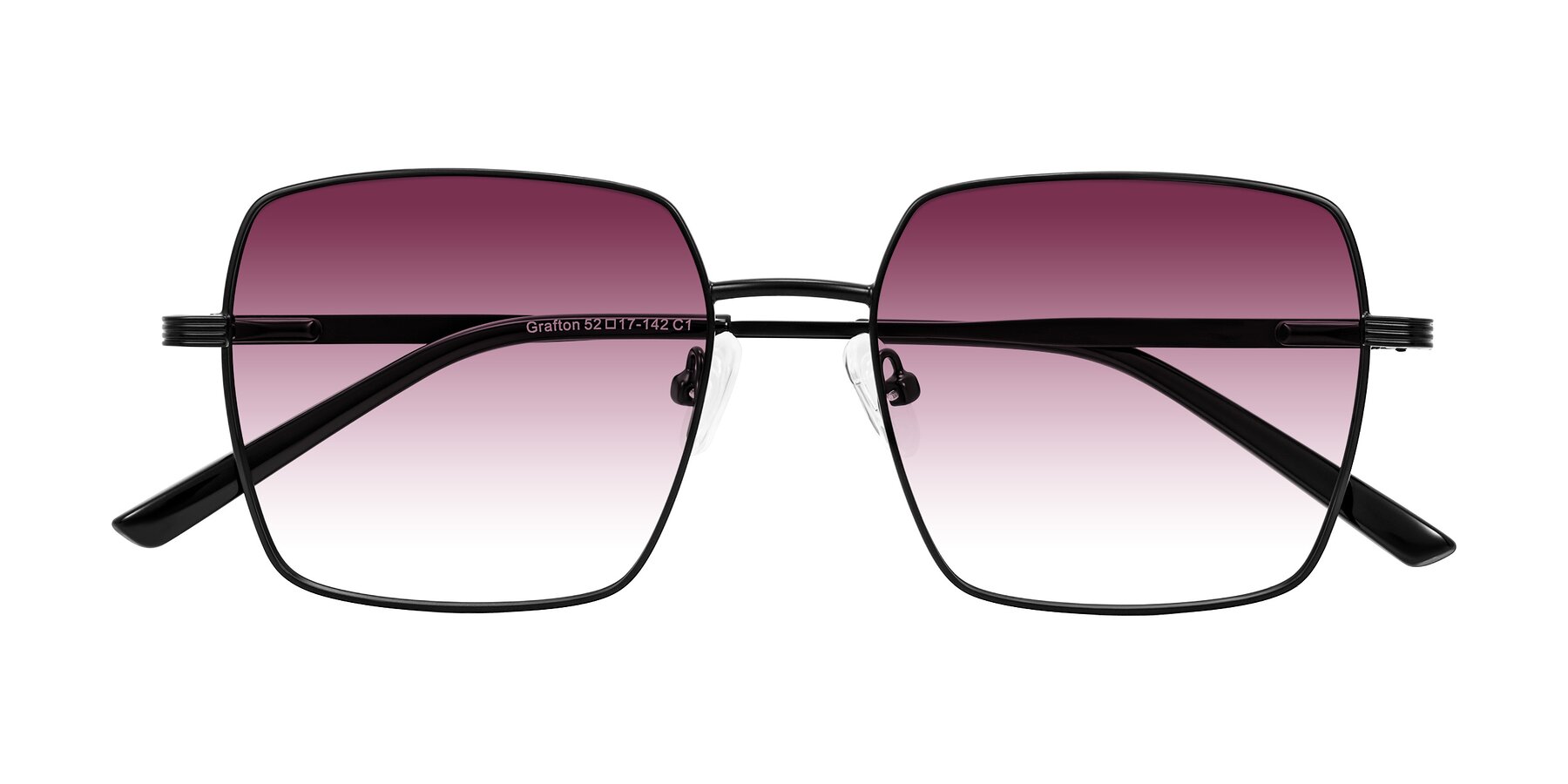 Folded Front of Grafton in Matte Black with Wine Gradient Lenses