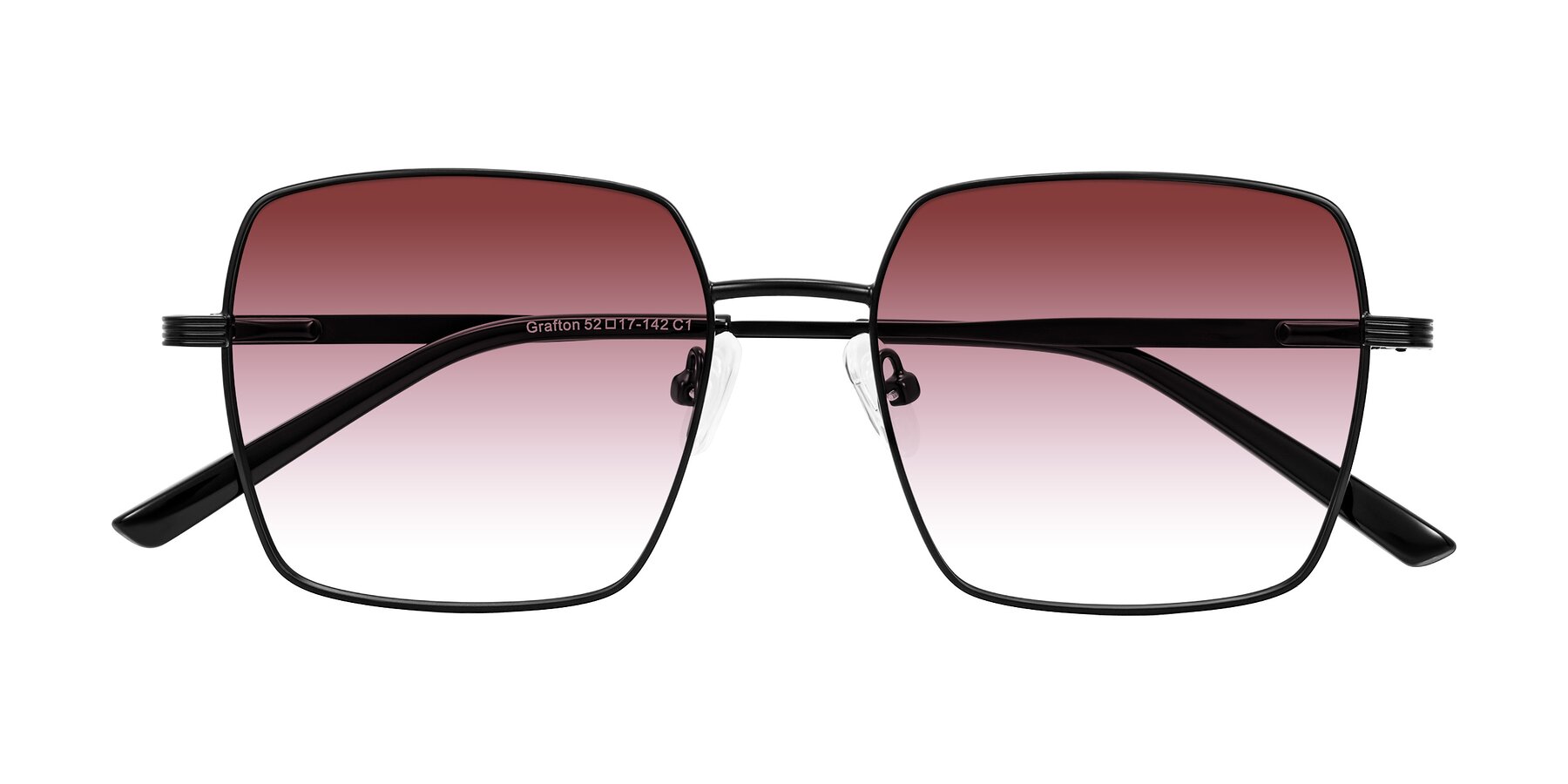 Folded Front of Grafton in Matte Black with Garnet Gradient Lenses