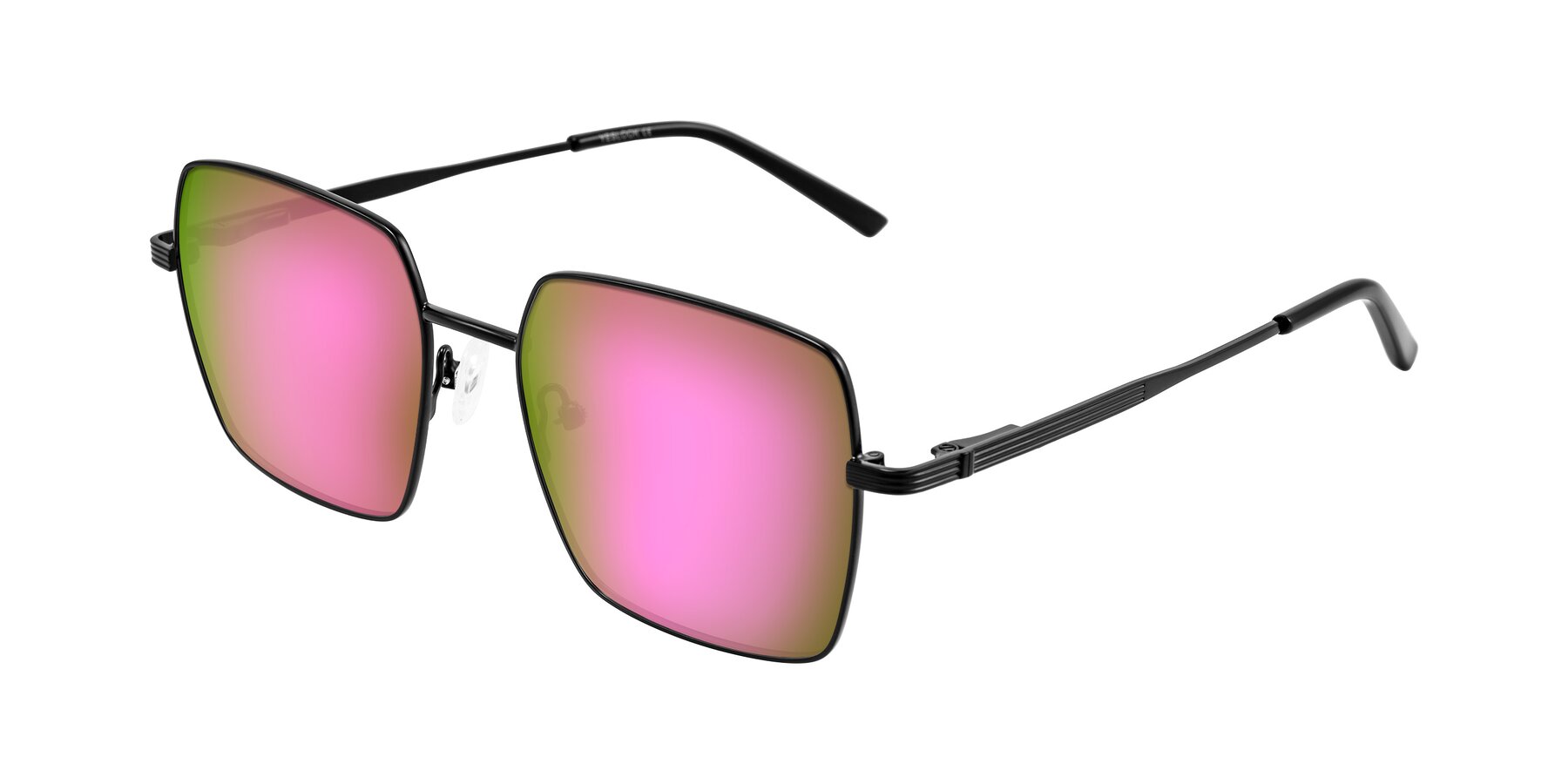 Angle of Grafton in Matte Black with Pink Mirrored Lenses