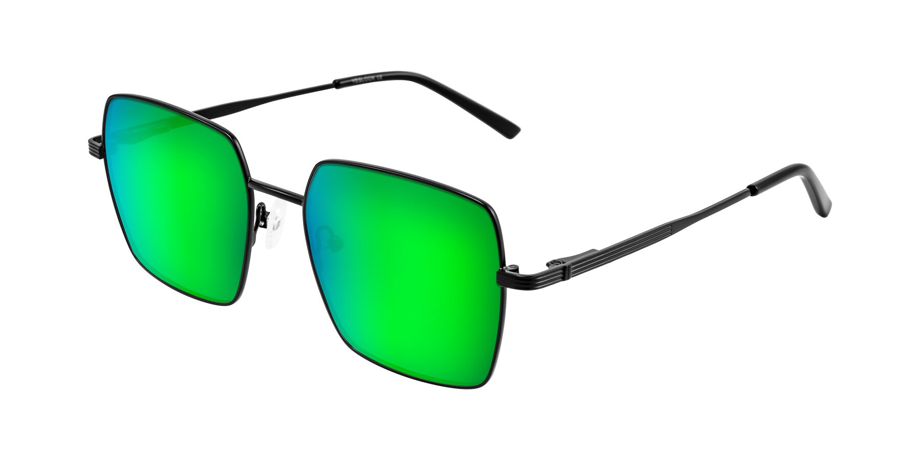 Angle of Grafton in Matte Black with Green Mirrored Lenses