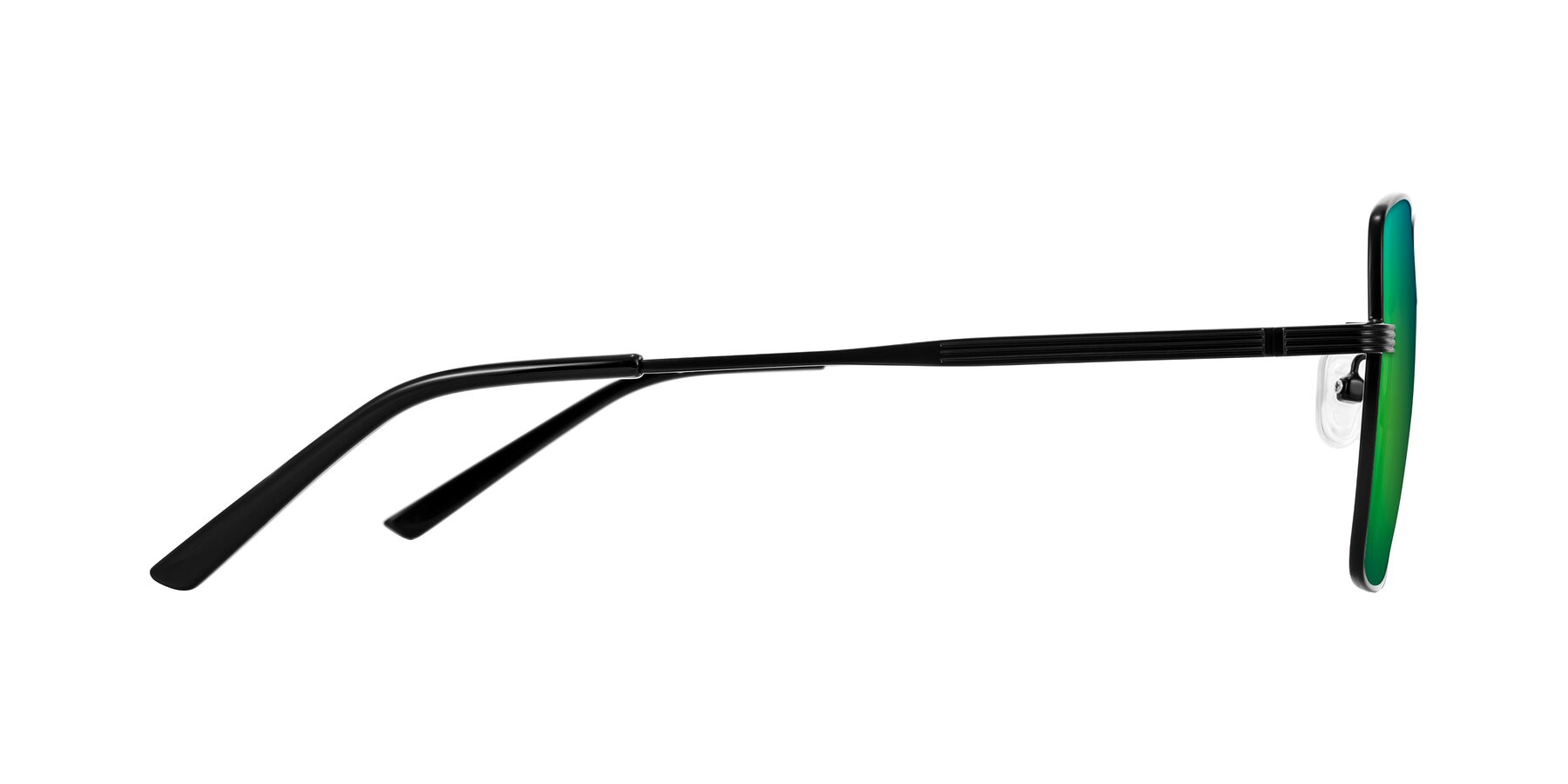 Side of Grafton in Matte Black with Green Mirrored Lenses