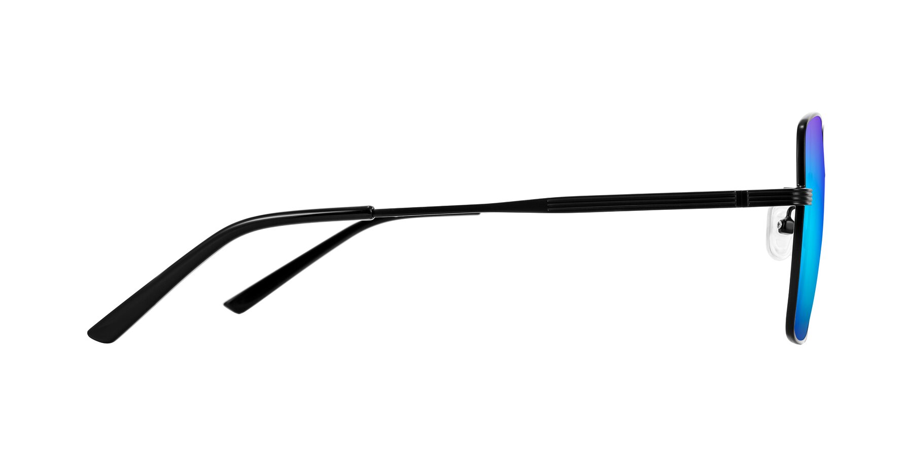 Side of Grafton in Matte Black with Blue Mirrored Lenses