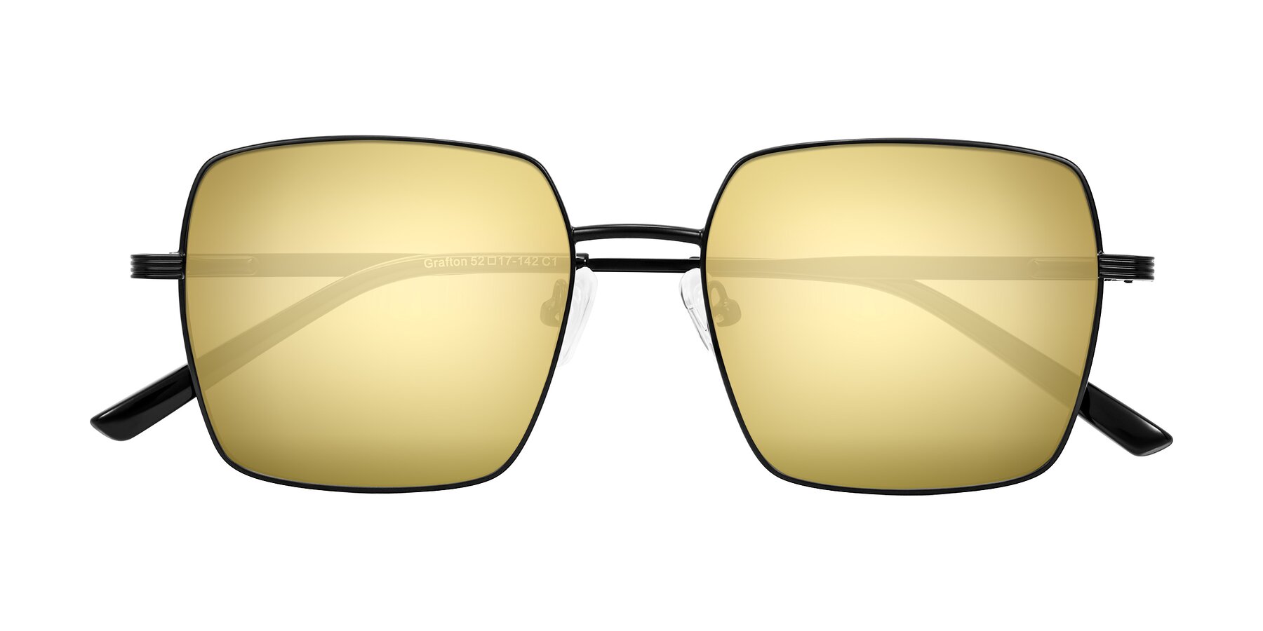 Folded Front of Grafton in Matte Black with Gold Mirrored Lenses