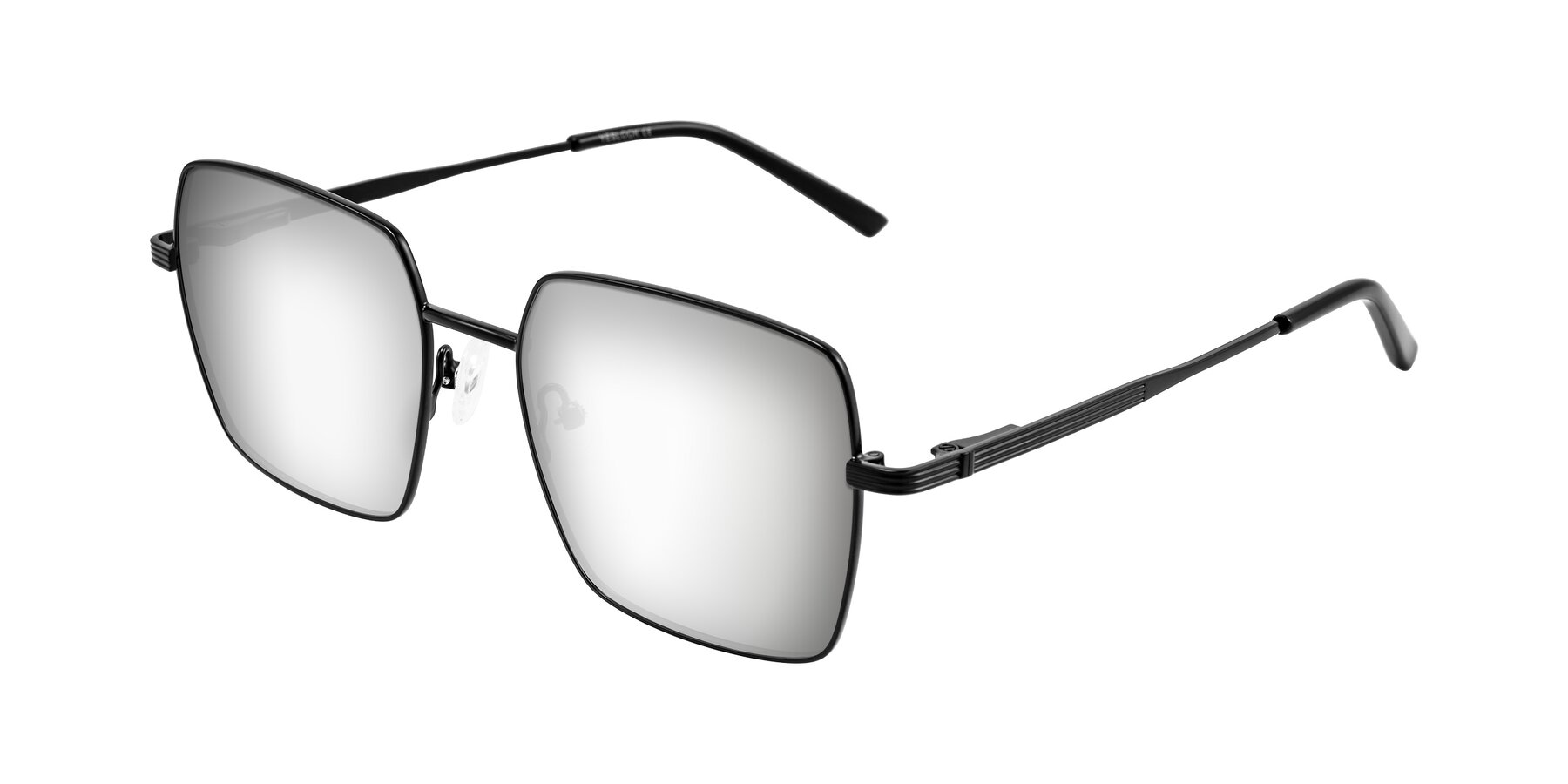 Angle of Grafton in Matte Black with Silver Mirrored Lenses