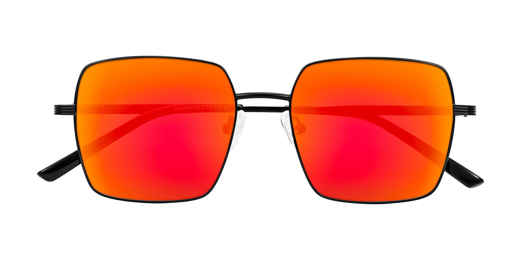 Folded Front of Grafton in Matte Black with Red Gold Mirrored Lenses