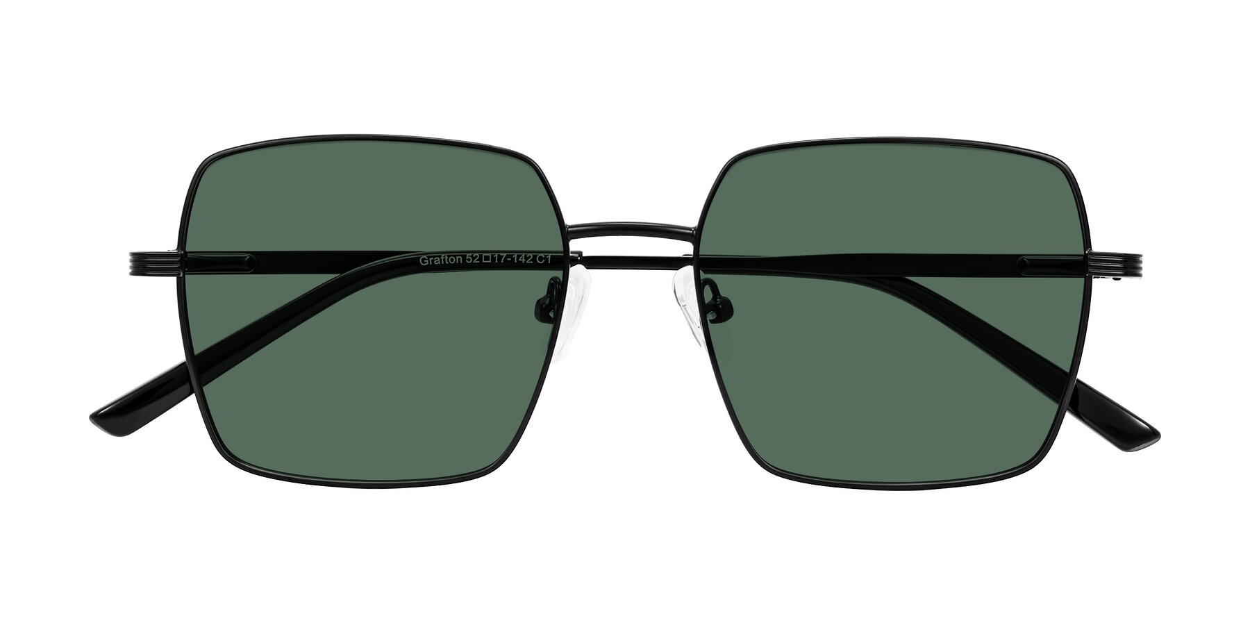 Folded Front of Grafton in Matte Black with Green Polarized Lenses
