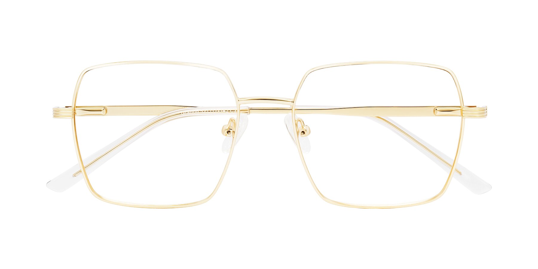 Folded Front of Grafton in Light Gold with Clear Eyeglass Lenses