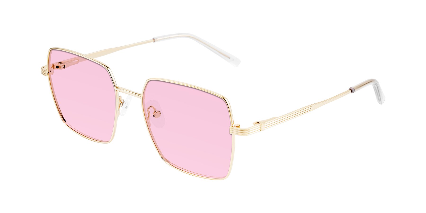 Angle of Grafton in Light Gold with Light Pink Tinted Lenses