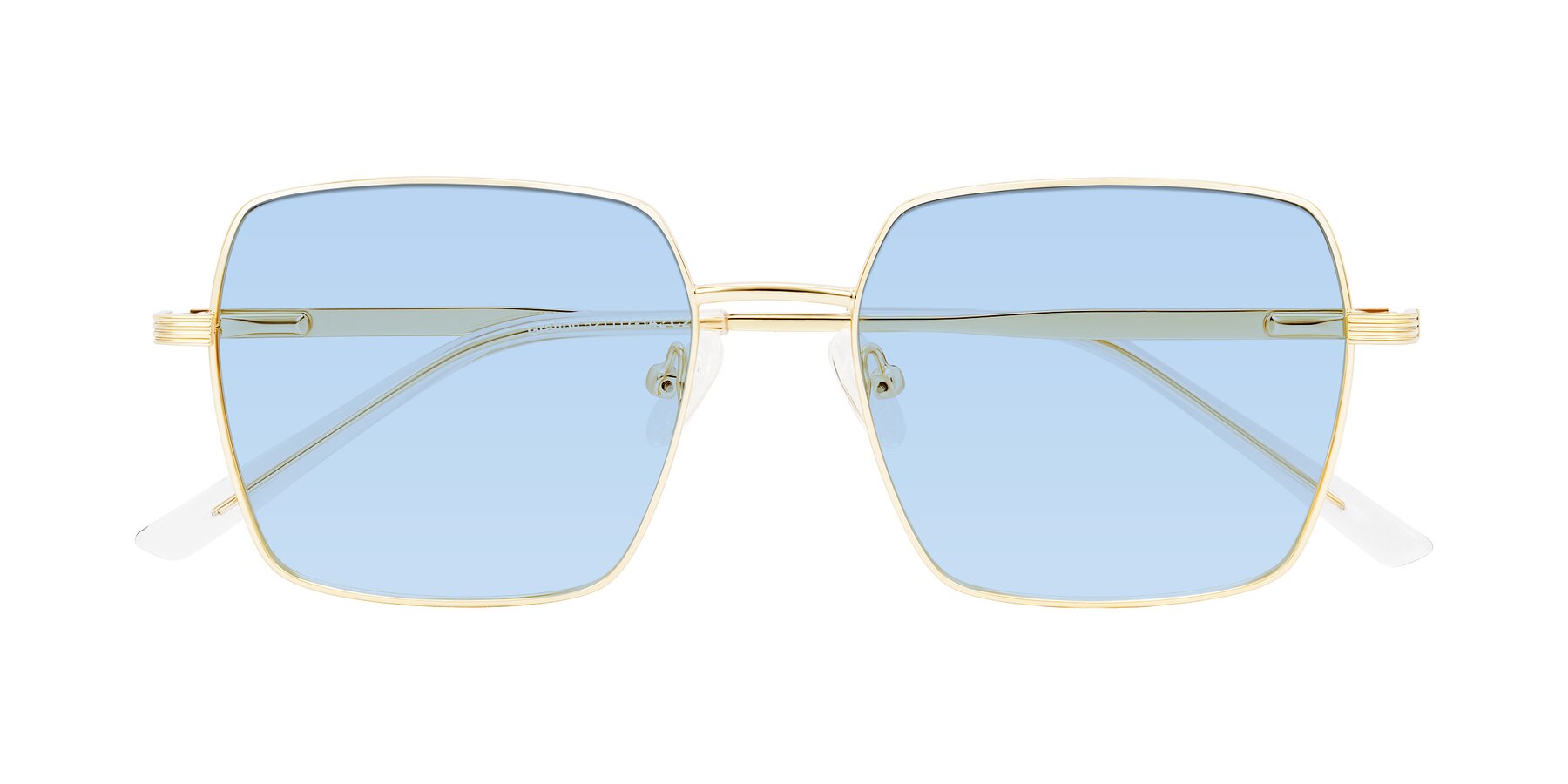 Folded Front of Grafton in Light Gold with Light Blue Tinted Lenses