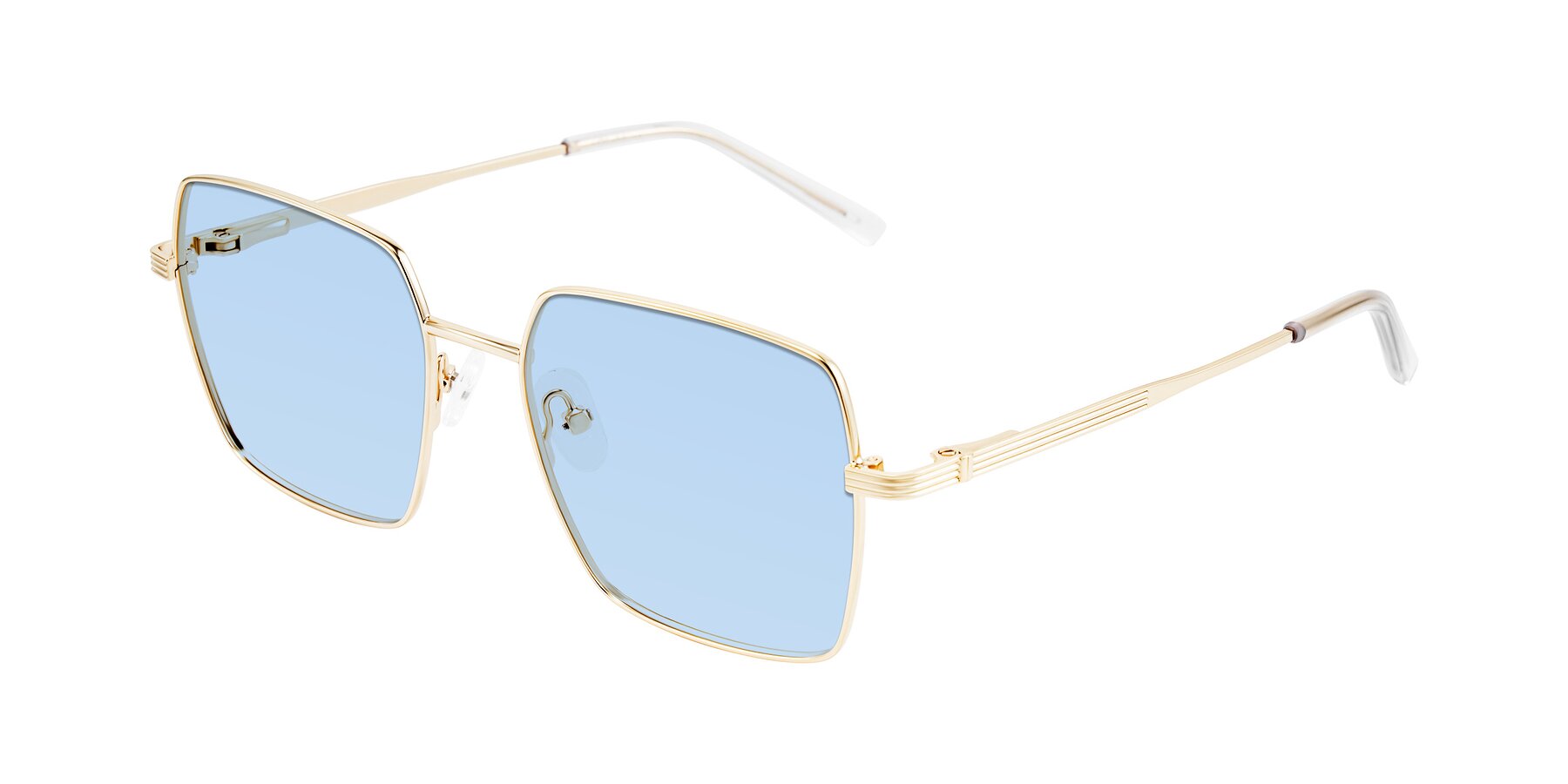 Angle of Grafton in Light Gold with Light Blue Tinted Lenses