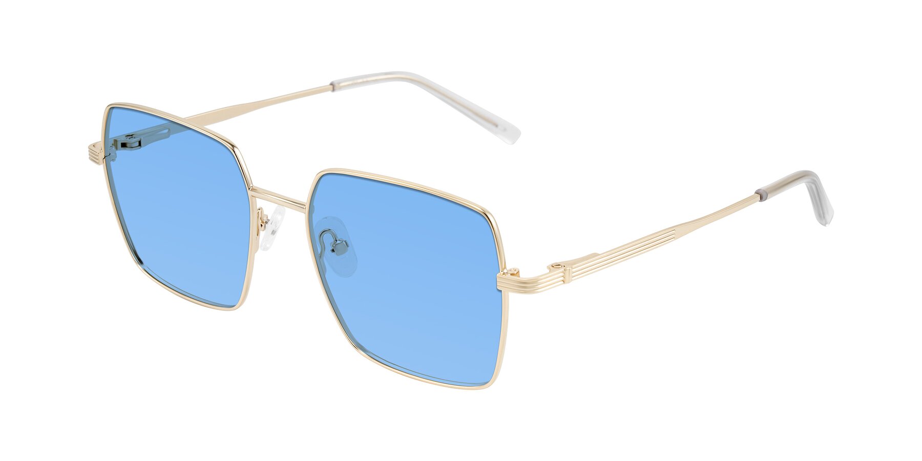 Angle of Grafton in Light Gold with Medium Blue Tinted Lenses
