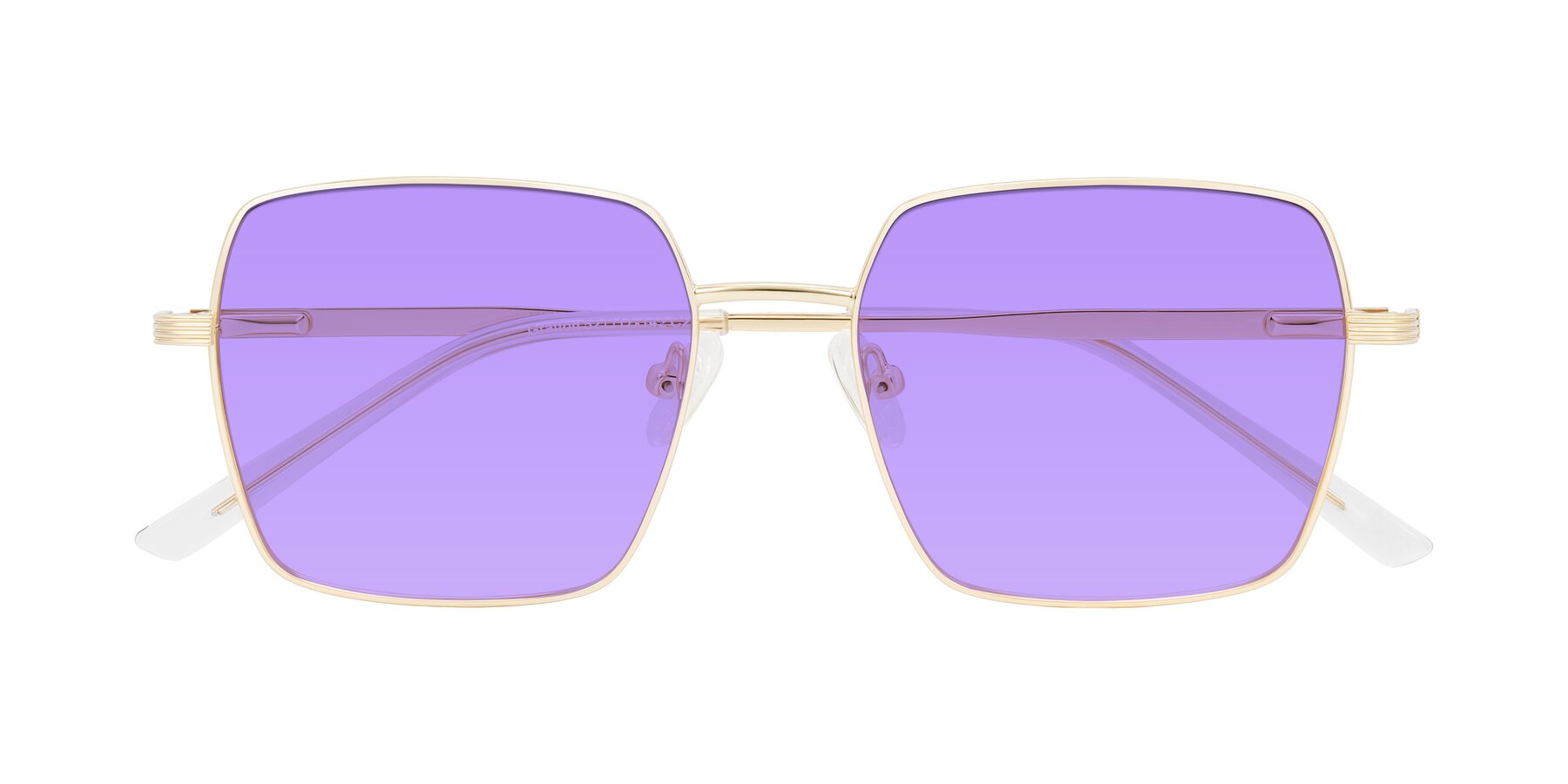Folded Front of Grafton in Light Gold with Medium Purple Tinted Lenses