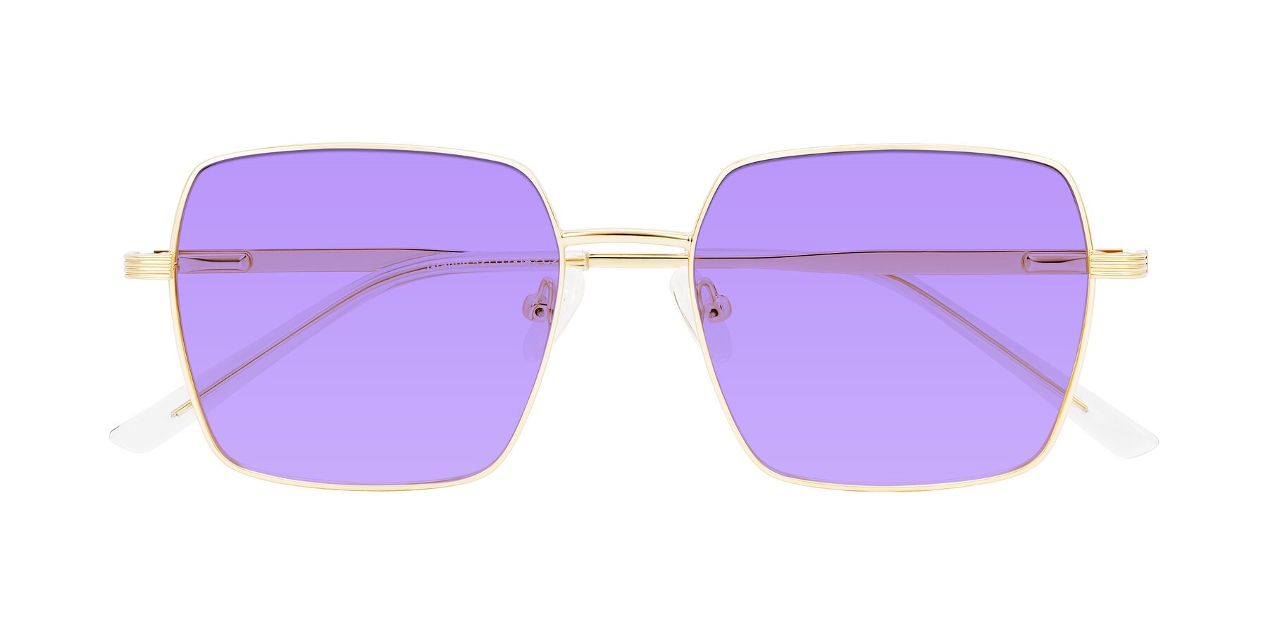 Folded Front of Grafton in Light Gold with Medium Purple Tinted Lenses