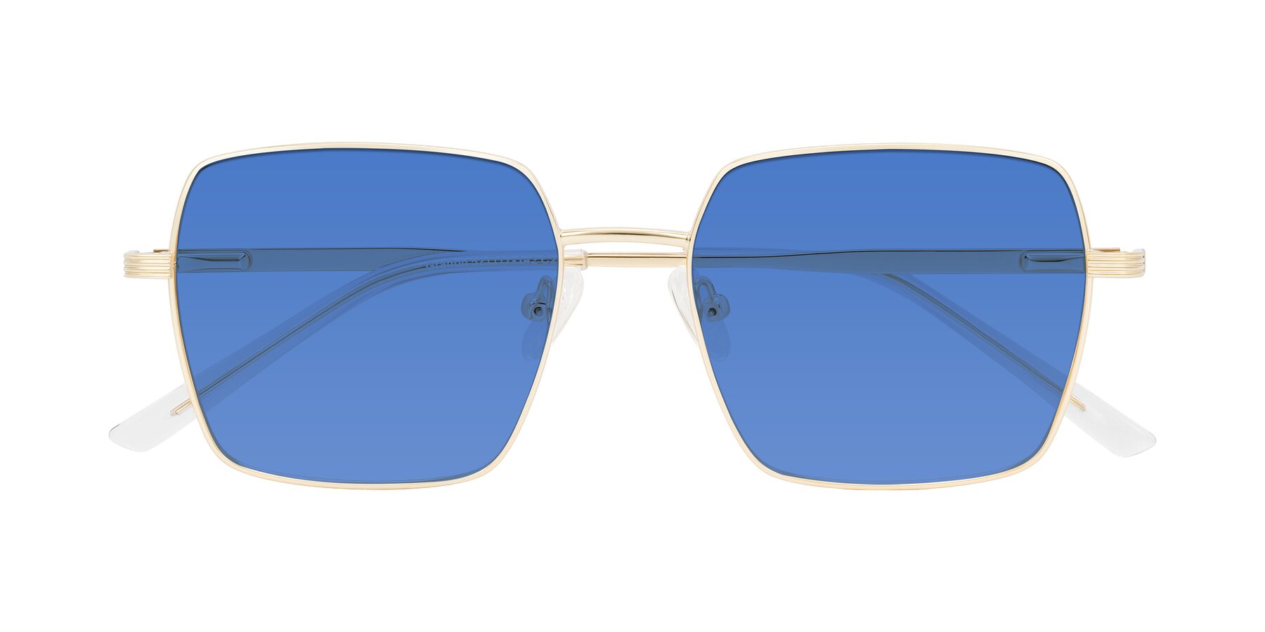 Folded Front of Grafton in Light Gold with Blue Tinted Lenses