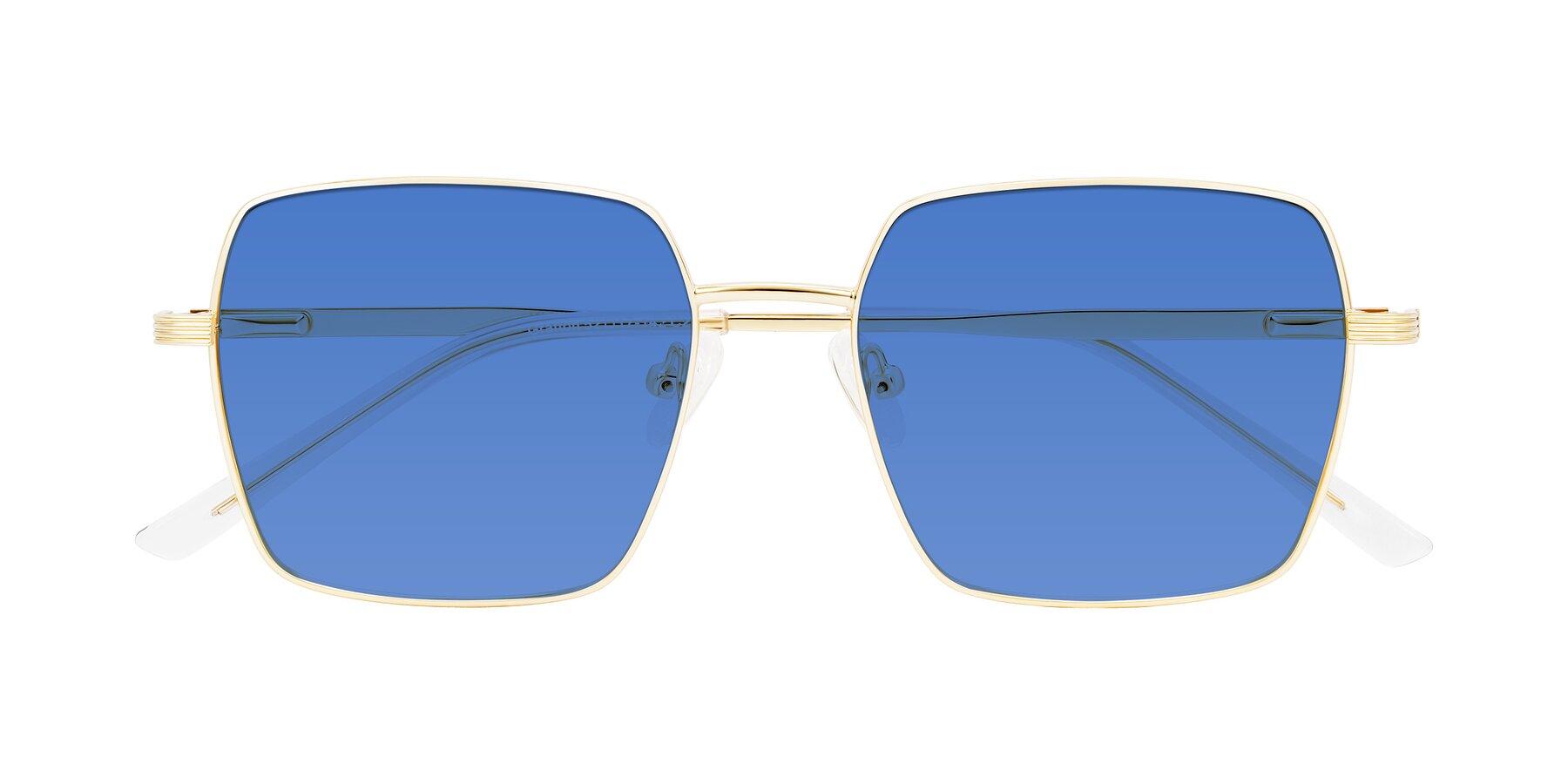 Folded Front of Grafton in Light Gold with Blue Tinted Lenses