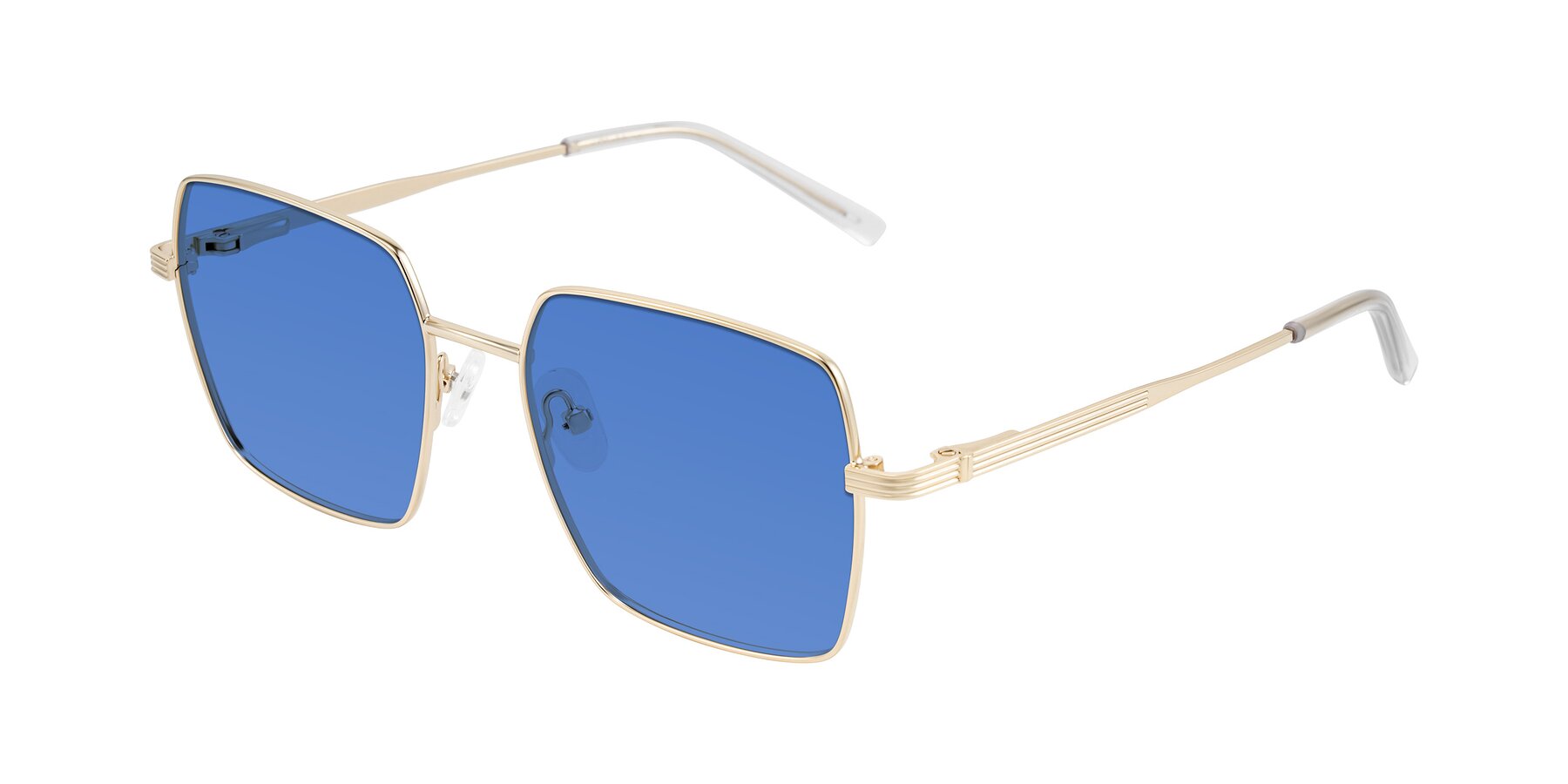 Angle of Grafton in Light Gold with Blue Tinted Lenses