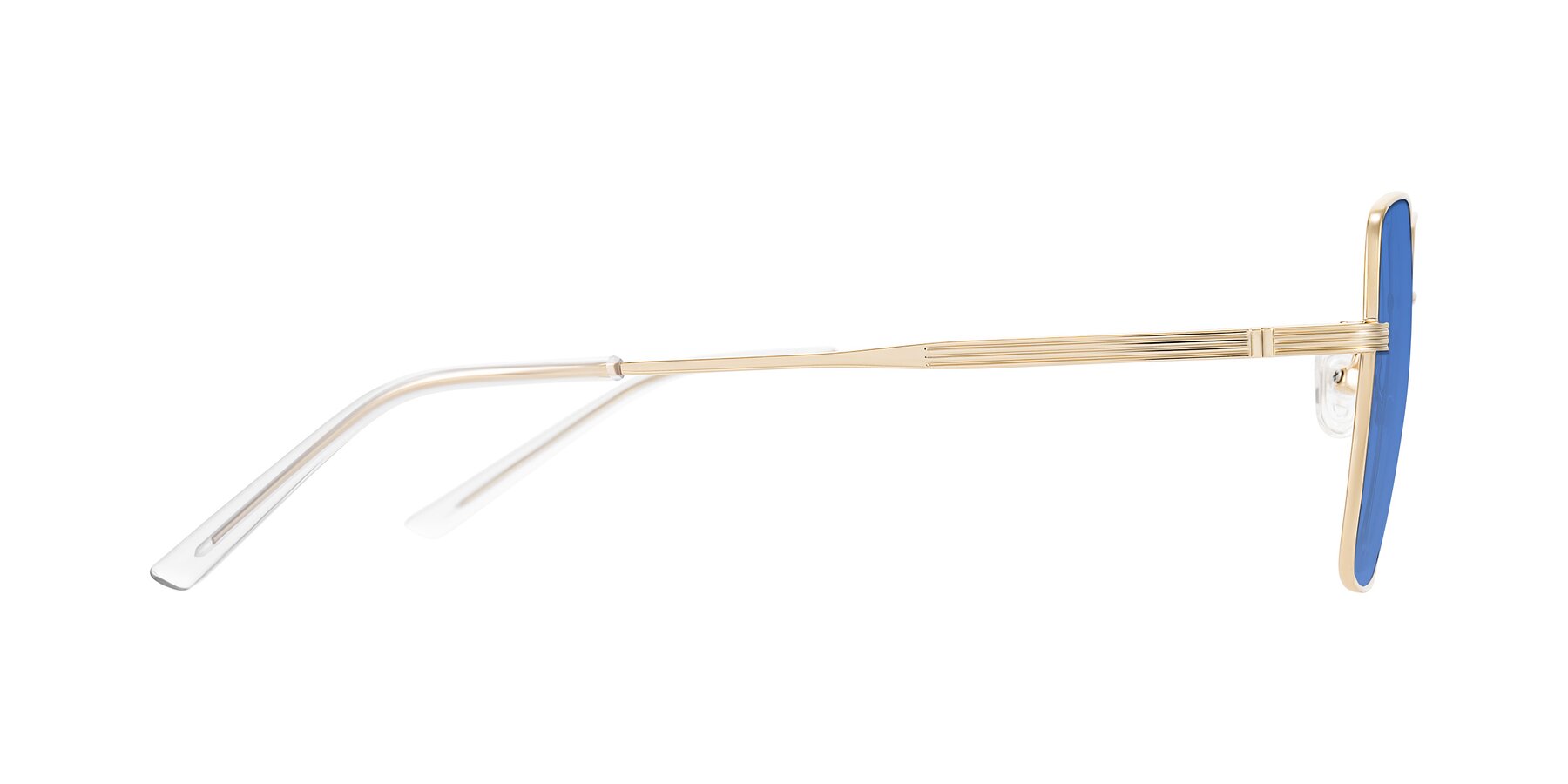 Side of Grafton in Light Gold with Blue Tinted Lenses