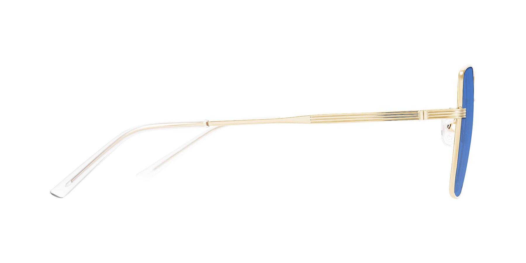 Side of Grafton in Light Gold with Blue Tinted Lenses