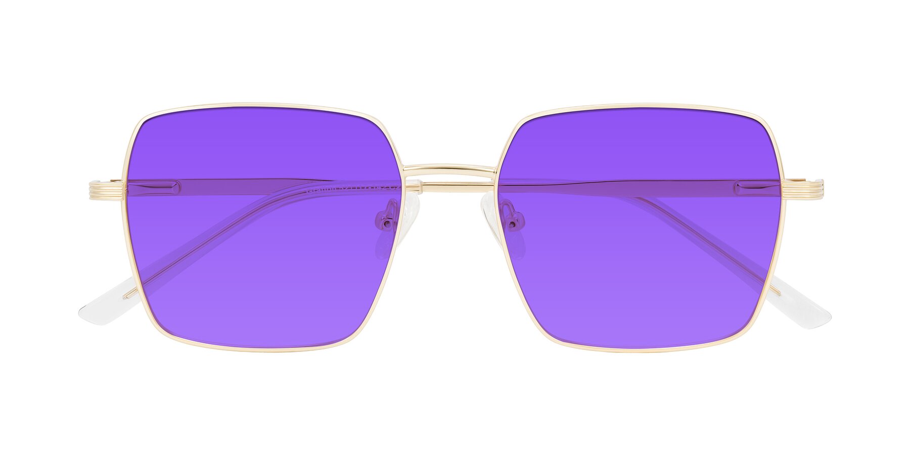 Folded Front of Grafton in Light Gold with Purple Tinted Lenses