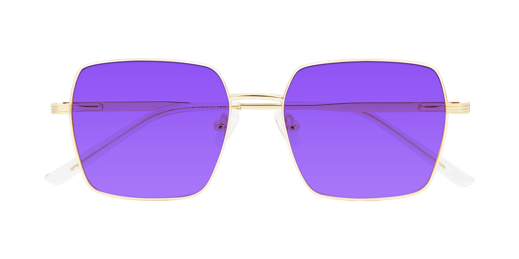 Folded Front of Grafton in Light Gold with Purple Tinted Lenses