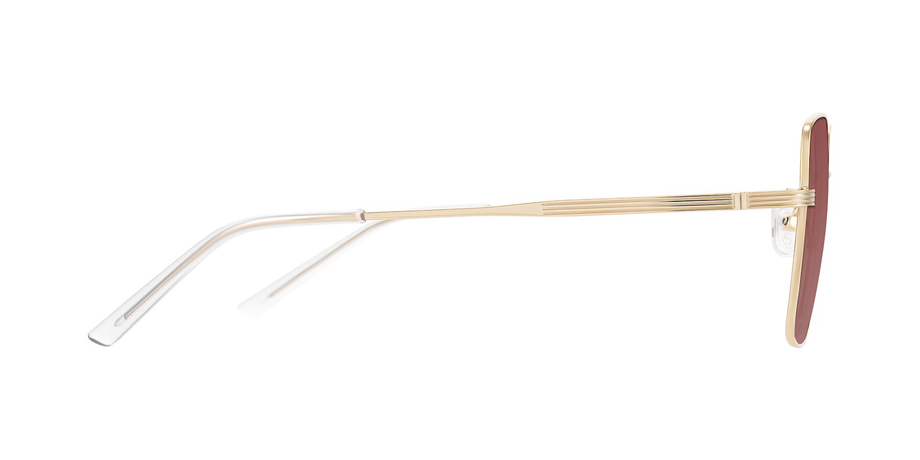 Side of Grafton in Light Gold with Garnet Tinted Lenses