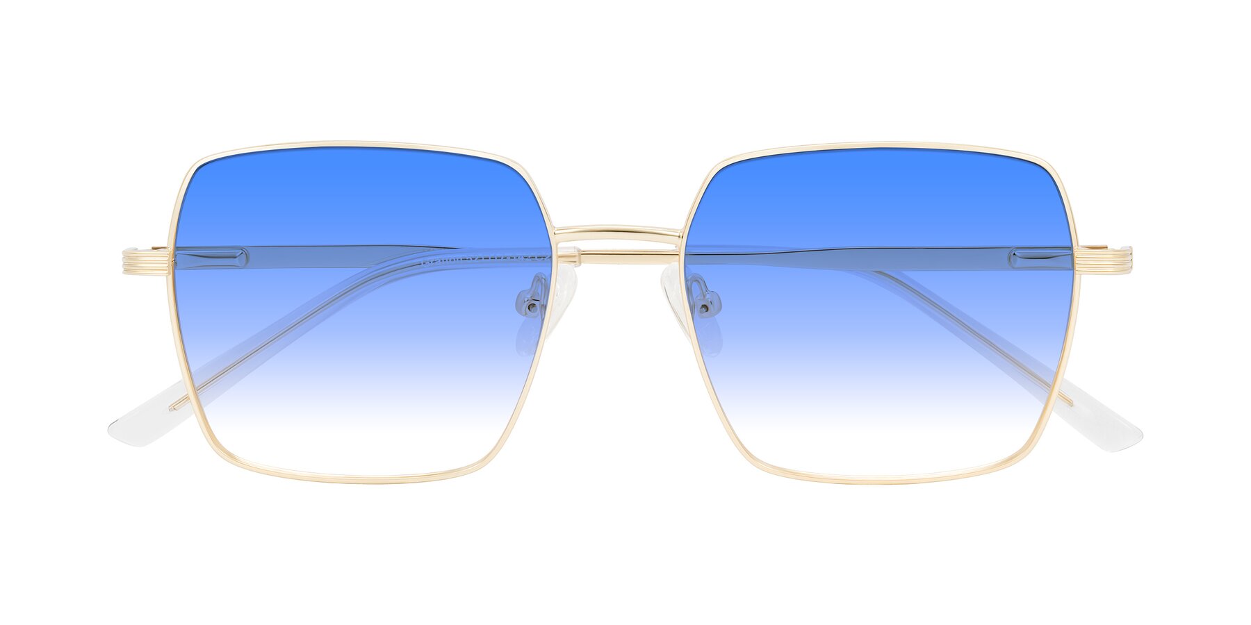 Folded Front of Grafton in Light Gold with Blue Gradient Lenses