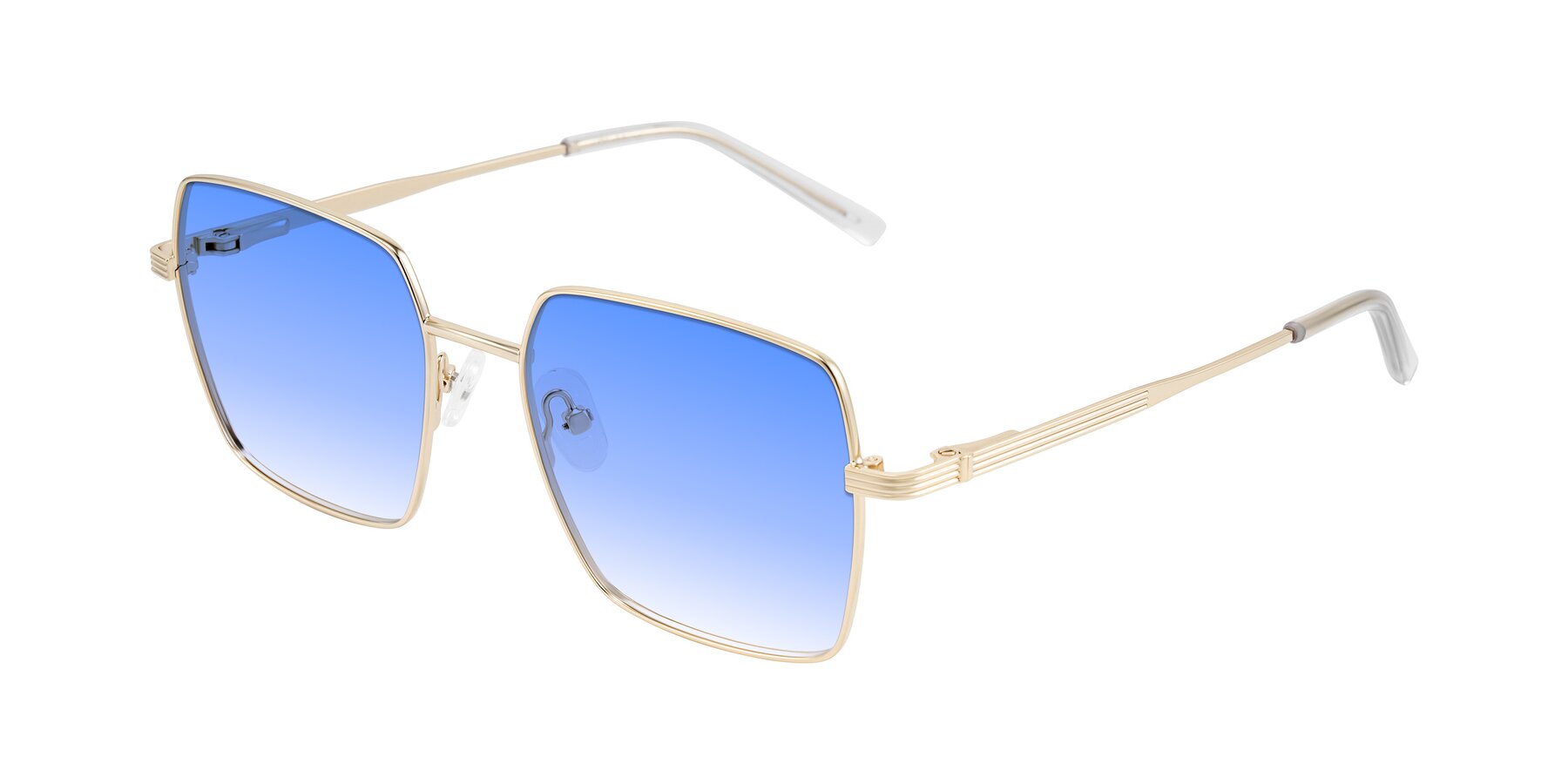 Angle of Grafton in Light Gold with Blue Gradient Lenses