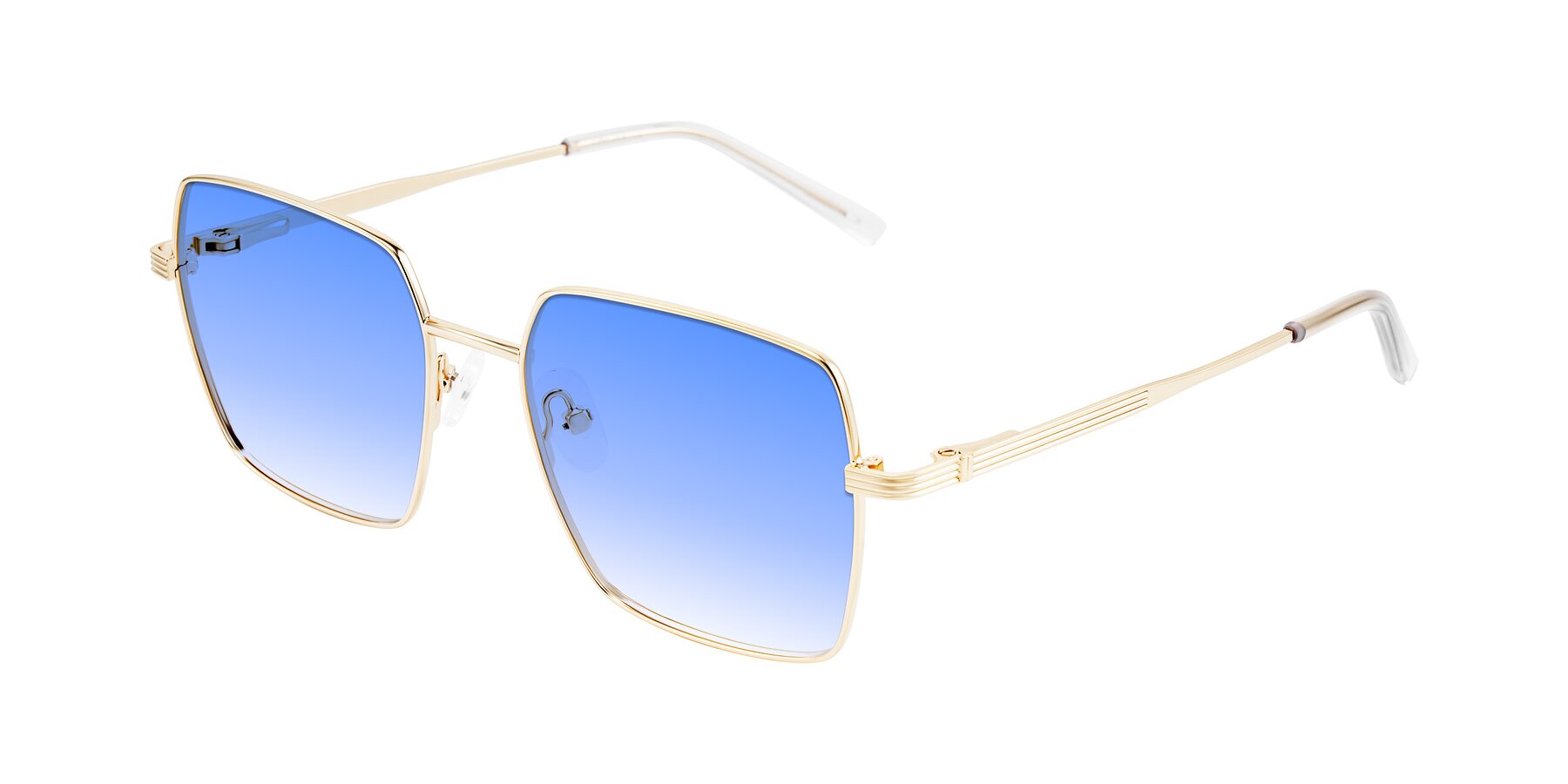 Angle of Grafton in Light Gold with Blue Gradient Lenses