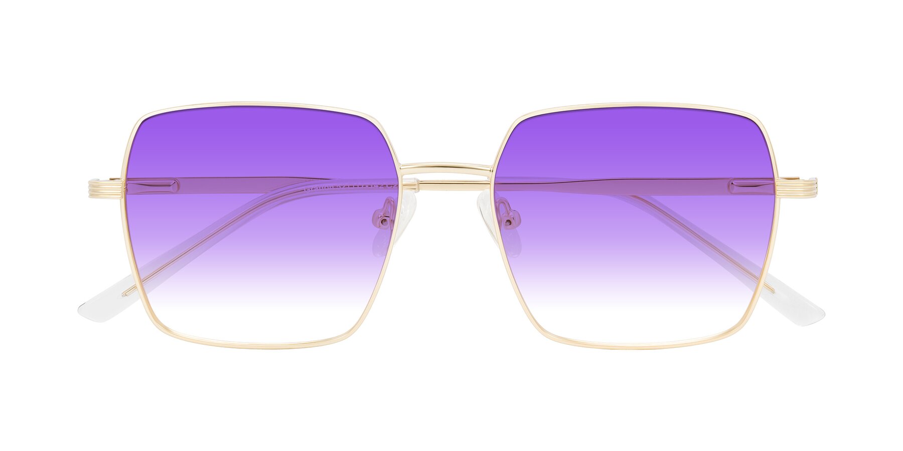 Folded Front of Grafton in Light Gold with Purple Gradient Lenses