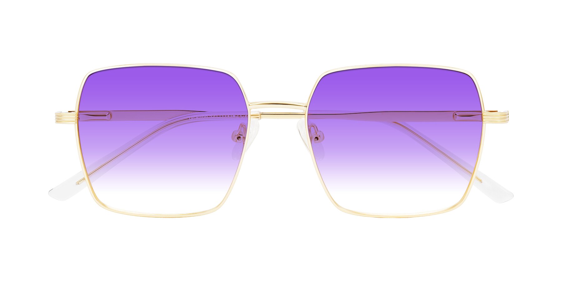 Folded Front of Grafton in Light Gold with Purple Gradient Lenses