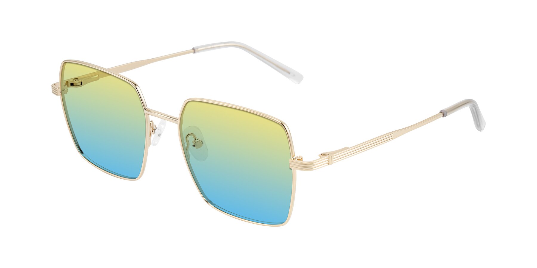 Angle of Grafton in Light Gold with Yellow / Blue Gradient Lenses