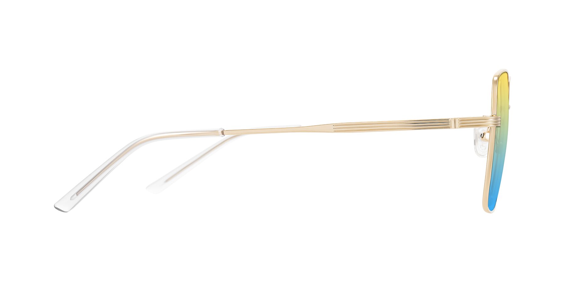 Side of Grafton in Light Gold with Yellow / Blue Gradient Lenses