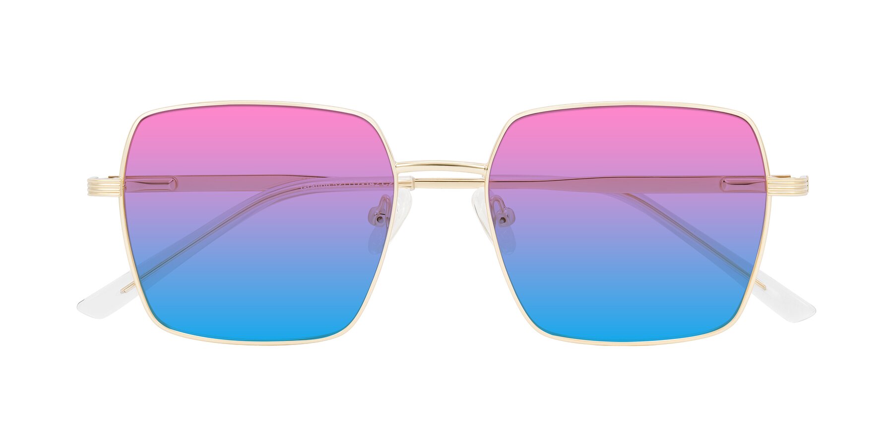 Folded Front of Grafton in Light Gold with Pink / Blue Gradient Lenses
