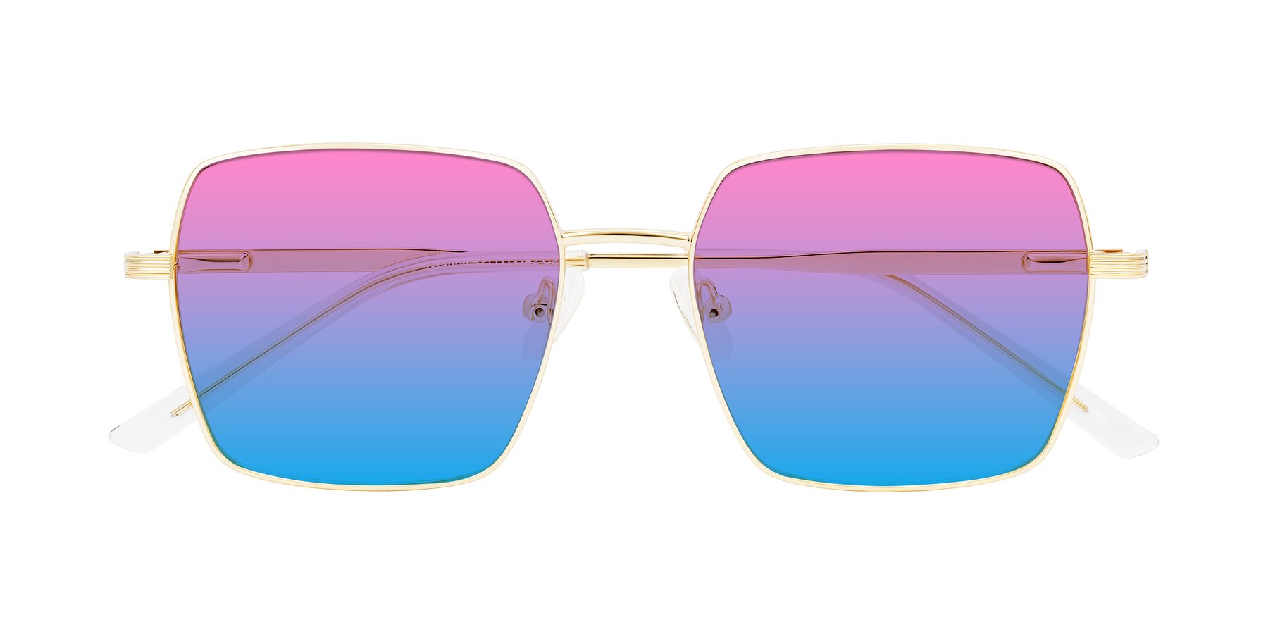 Folded Front of Grafton in Light Gold with Pink / Blue Gradient Lenses