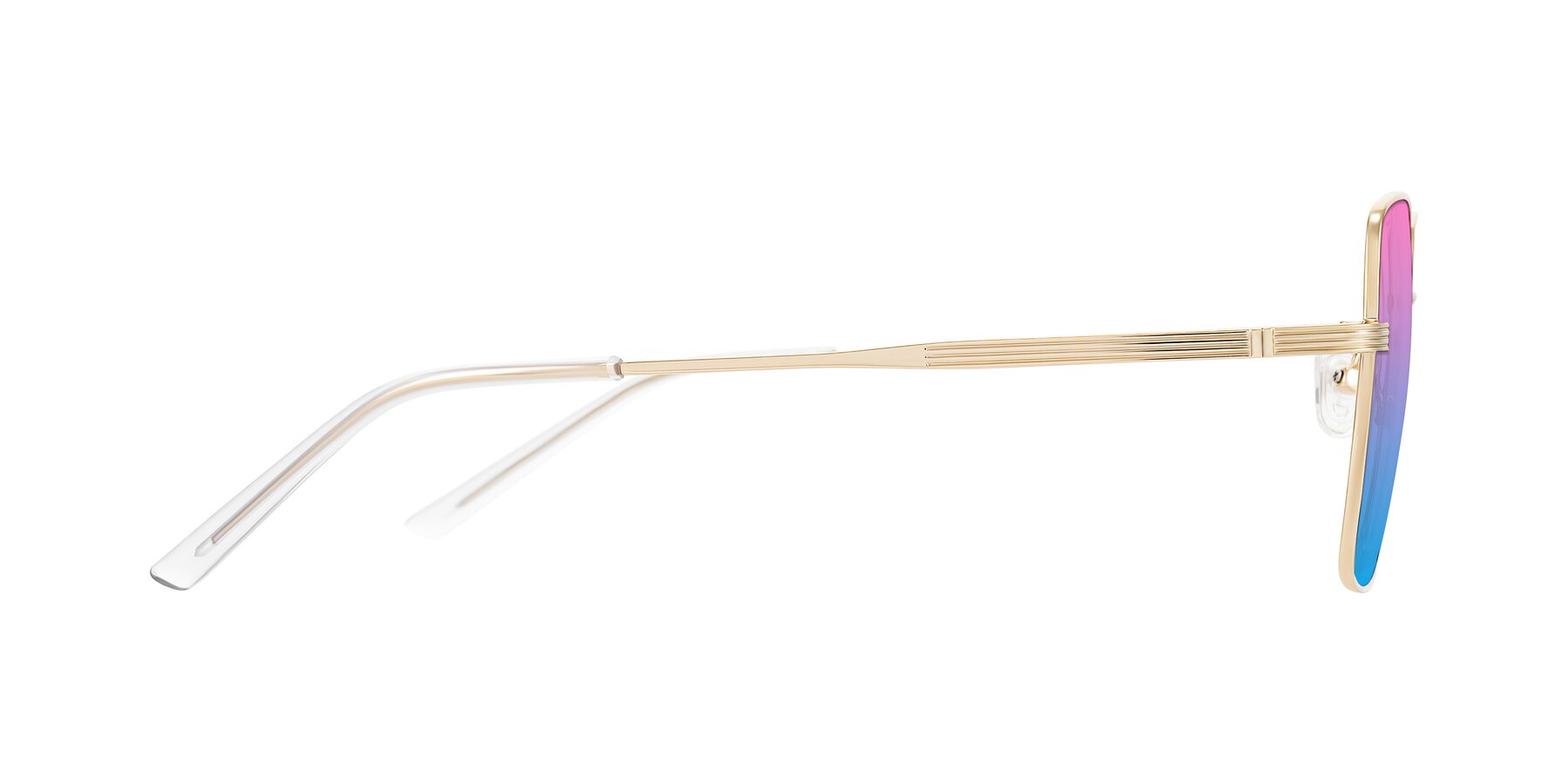 Side of Grafton in Light Gold with Pink / Blue Gradient Lenses