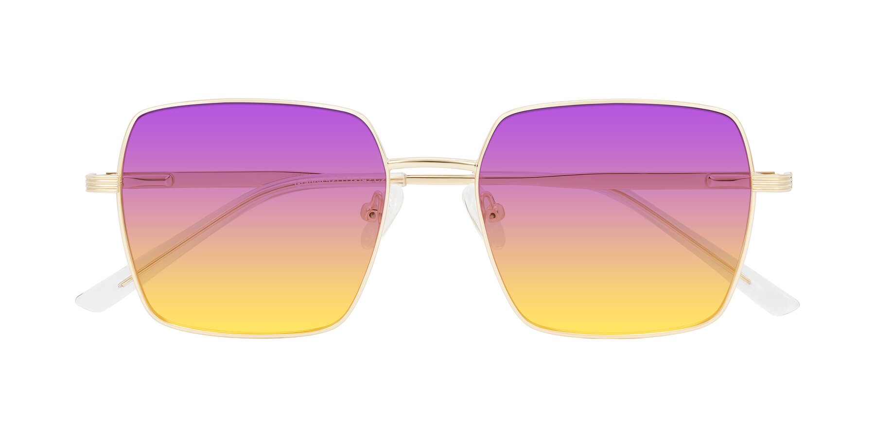 Folded Front of Grafton in Light Gold with Purple / Yellow Gradient Lenses